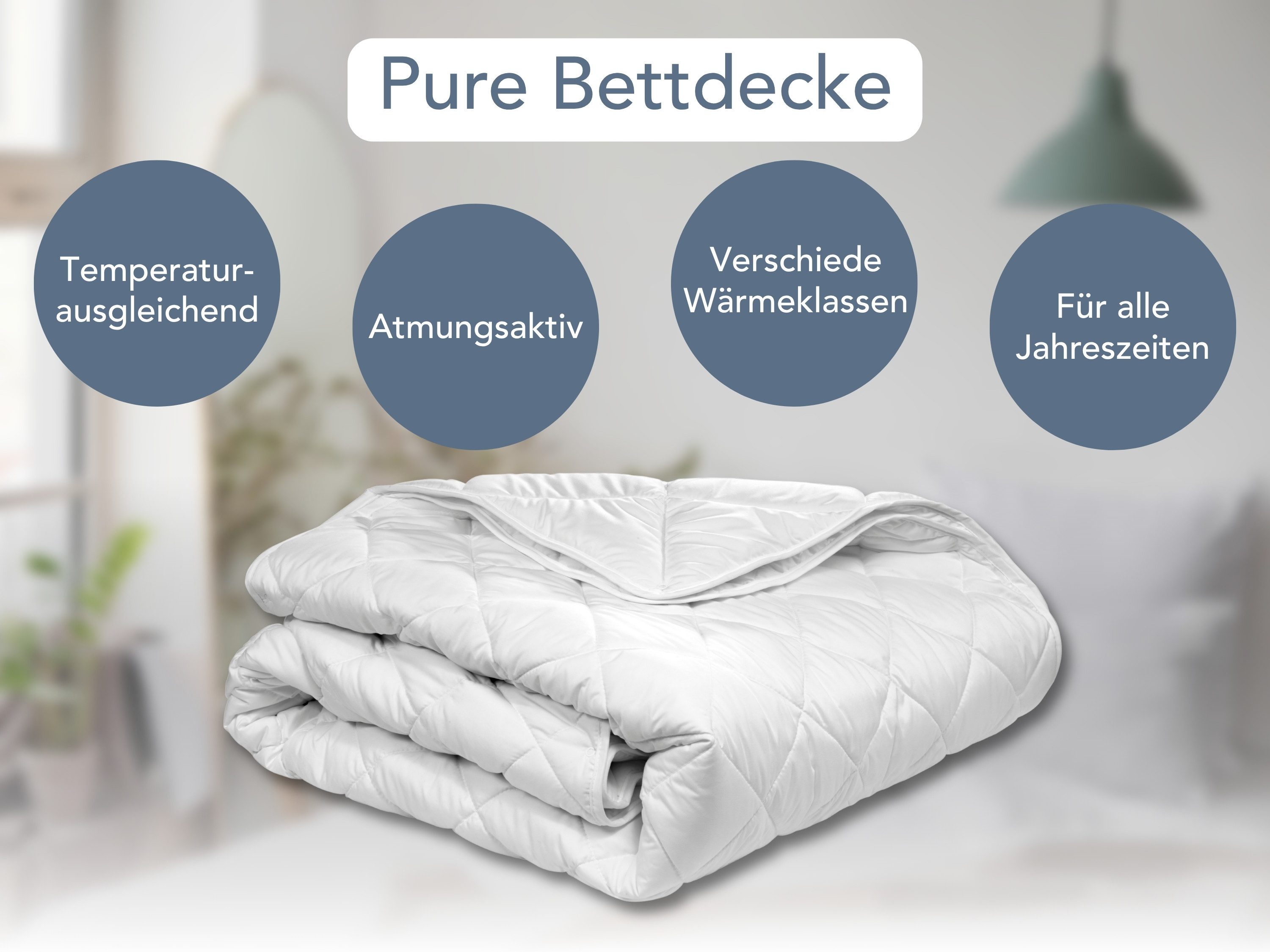XDREAM Microfaserbettdecke Pure, Bettdecke - 4-Jahreszeiten, Ganzjahres, Winter & Sommer, Füllung: Hohlfaser-Polyesterfüllung, Bezug: Polyester, allergikerfreundlich, atmungsaktiv, temperaturausgleichend, 100x135 cm