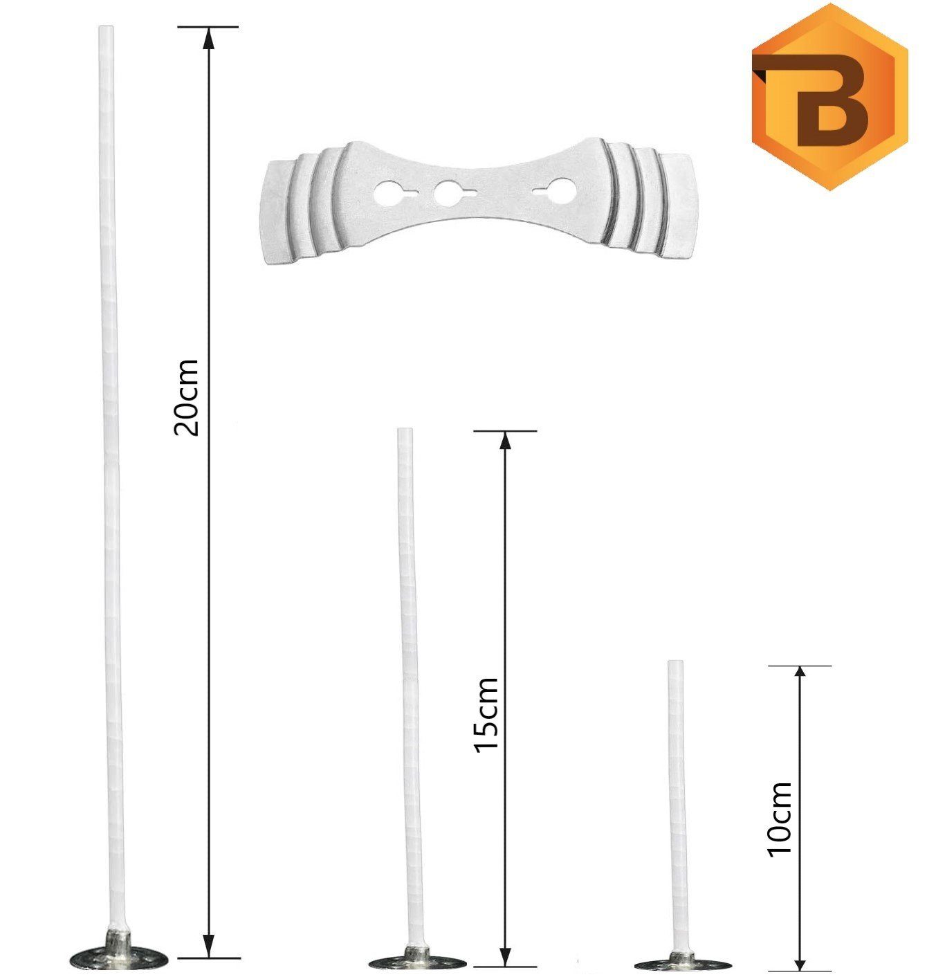 Bienenbiya Kerzenhalter Kerzendocht 150 Stk. 10+15+20 cm lang mit Metallfuß und Dochthalter (100% natürlich aus Baumwolle, 150 St., Candle Wick, Runddocht, Teelichtdochte für DIY Kerzenherstellung), Rauchfrei, ohne gefährliche Stoffe