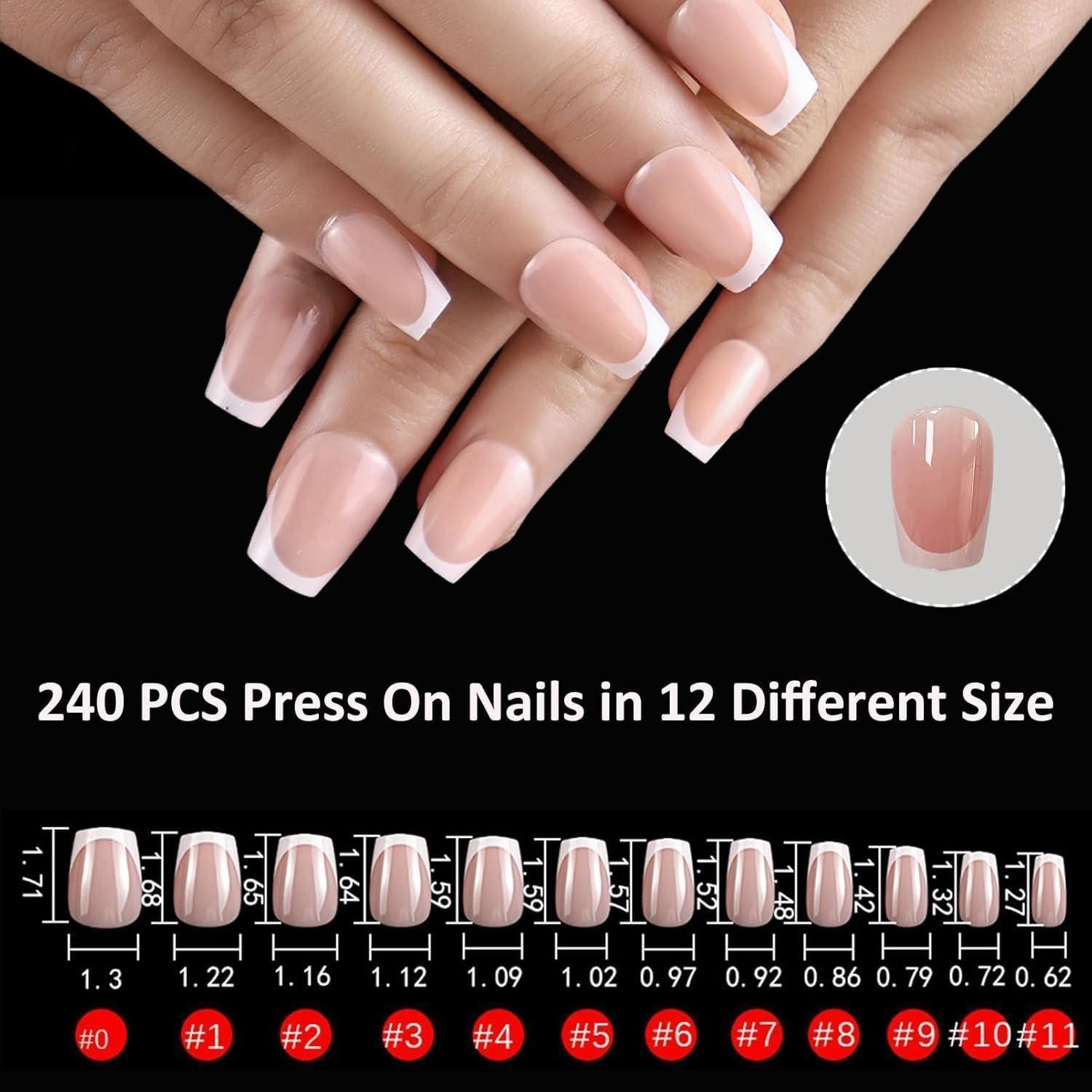 LuxusKollektion Kunstfingernägel Falsche Nägel Press On Nails 240 Stück Short French-Short Ballerina – Bild 2 von 5