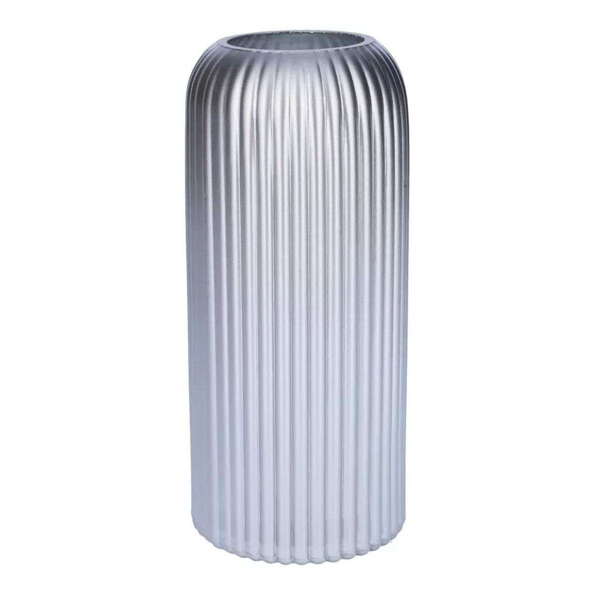 INNA-Glas Dekovase Dekovase ALBURGIS mit Rillen, Glas, Silber-metallic, 20cm, Ø8,7cm