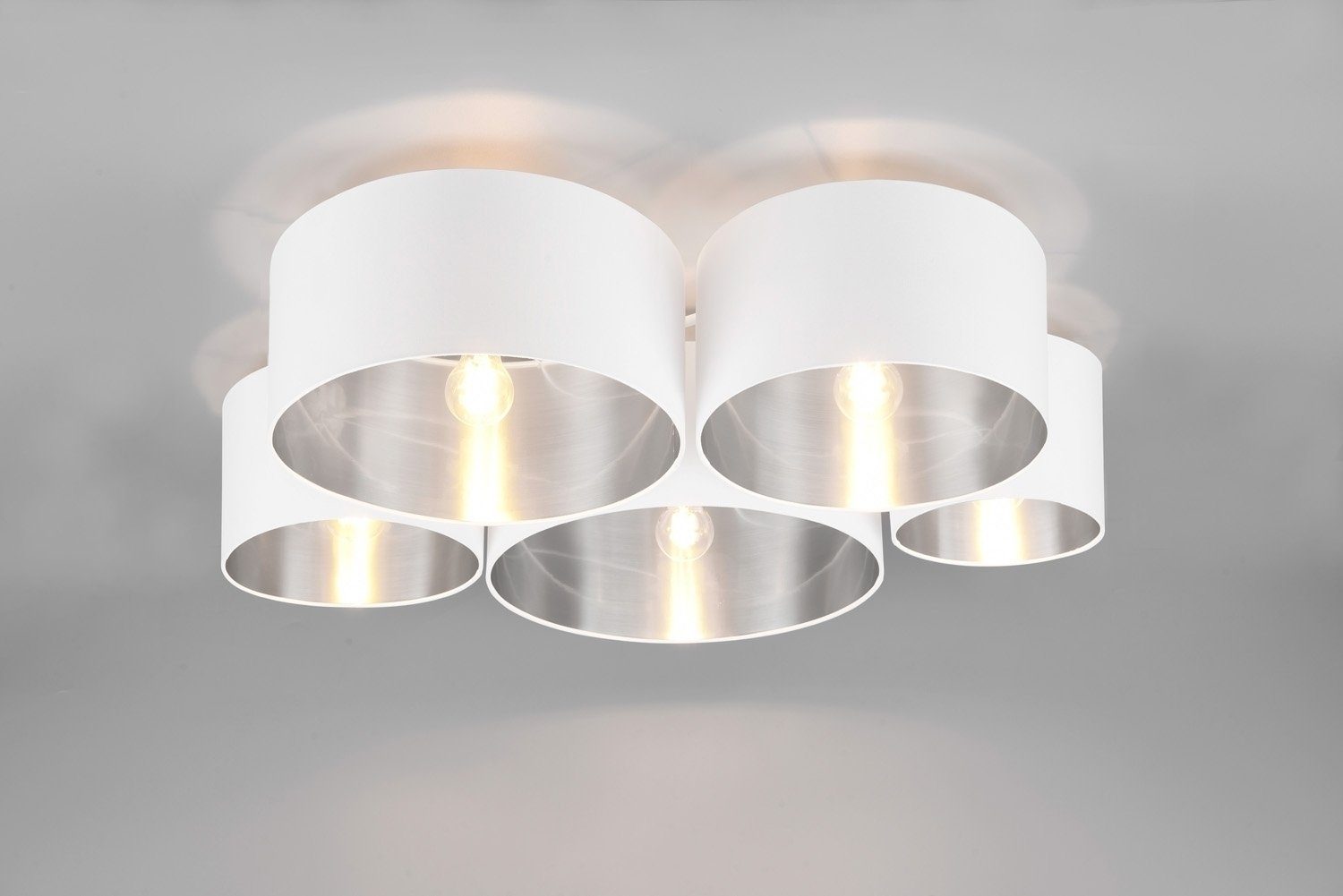 Reality Leuchten Deckenleuchten CARLTON, 5-flammig, Silberfarben, Weiß, ohn günstig online kaufen