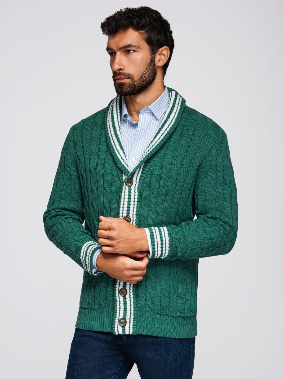 OMBRE Strickjacke Herrenstrickjacke mit Schalkragen im Preppy-Stil günstig online kaufen