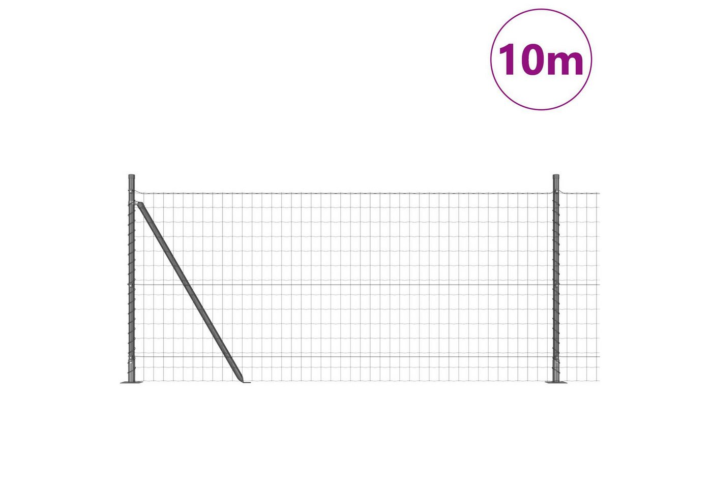 Thumbnail - vidaXL Gartenzaun Euro Zaun mit 7 Flanschpfosten 0.8x10 m feuerverzinkter Stahl, (2-St)