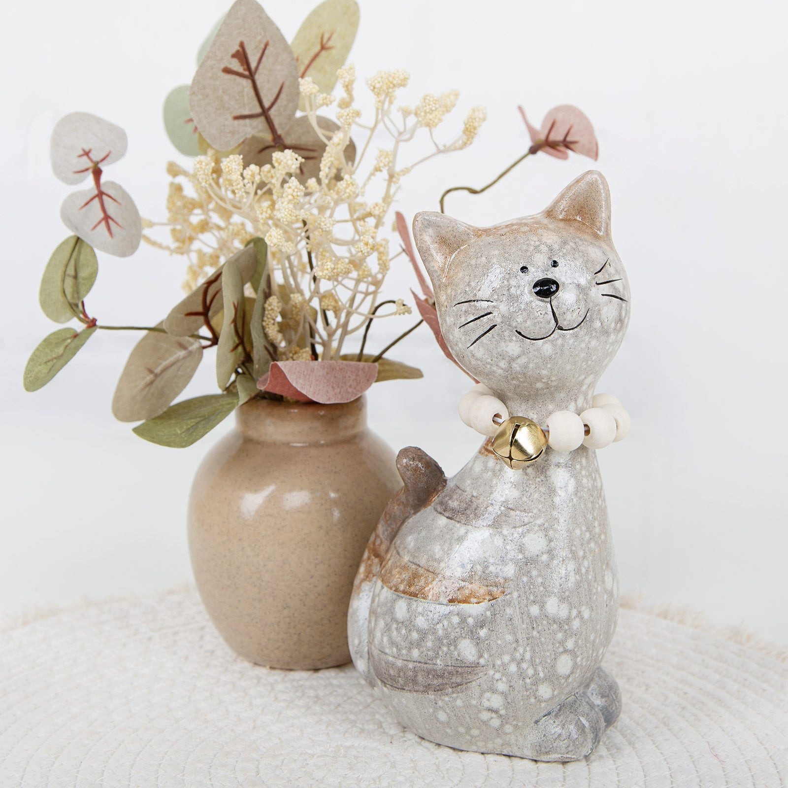 Logbuch-Verlag Dekofigur 2 Deko Katzen grau braun aus Keramik - 18,5 cm Kat günstig online kaufen