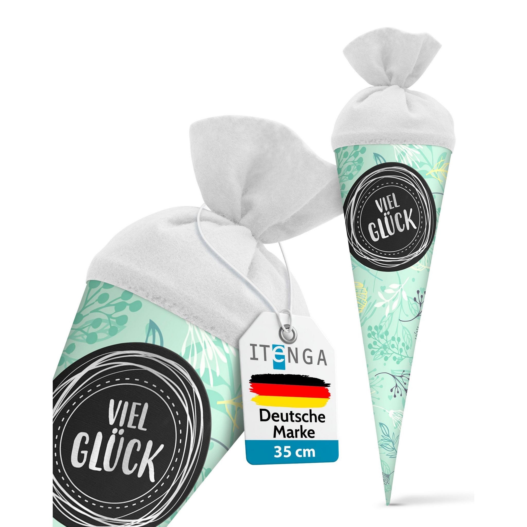 itenga Schultüte itenga Geschwisterschultüte 35cm Pflanzen VIEL GLÜ – Bild 3 von 5