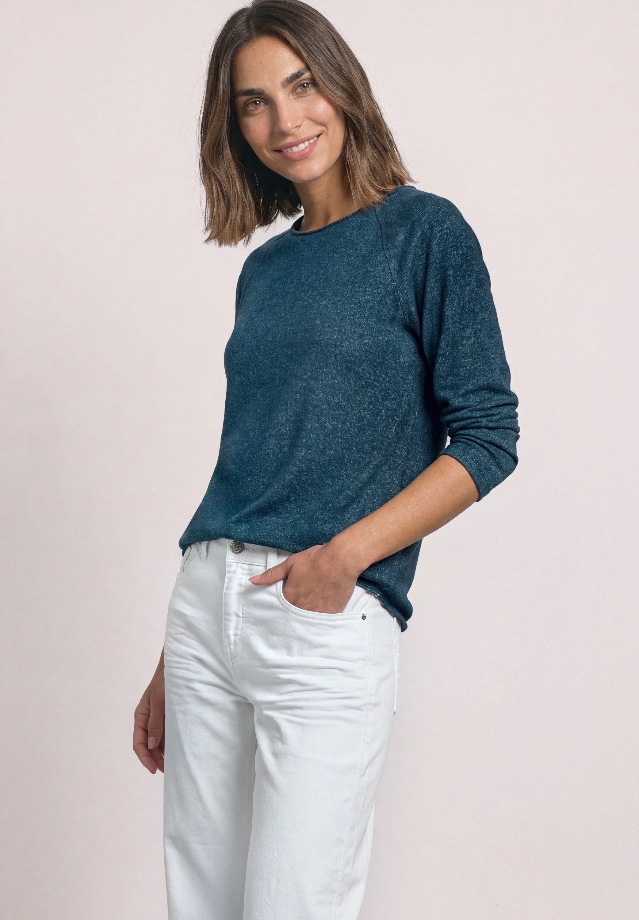 STREET ONE Langarmshirt aus softem Materialmix