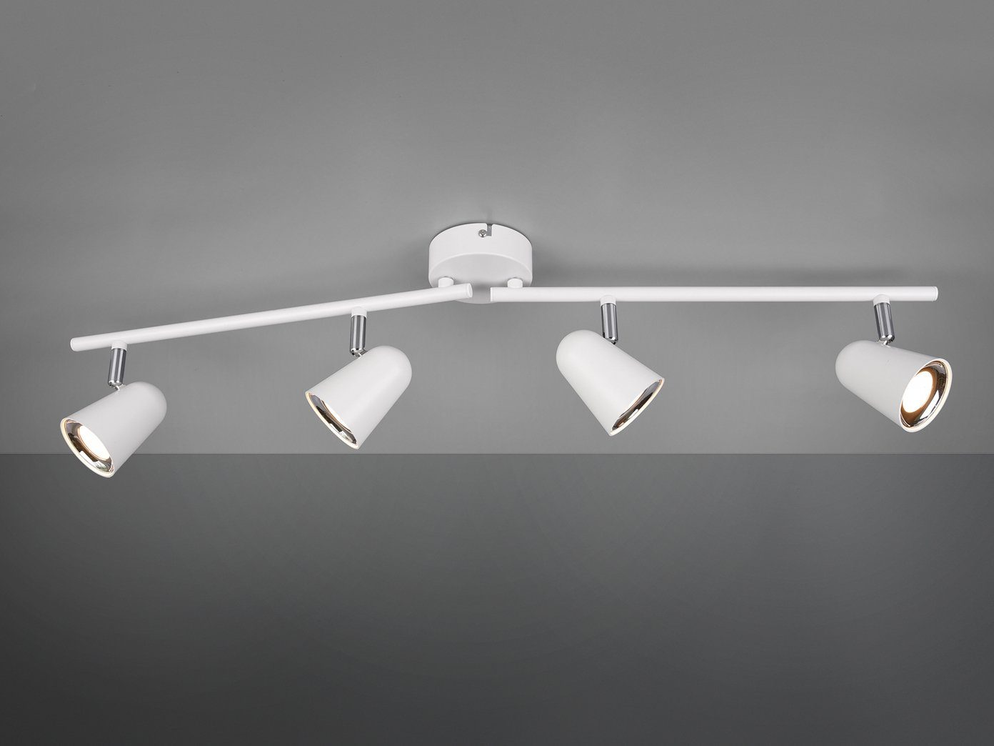 Reality Leuchten LED Deckenstrahler, LED fest integriert, Warmweiß, innen, Deckenleuchte 4 Spots Treppenhaus & Ankleidezimmer Weiß B: 78cm