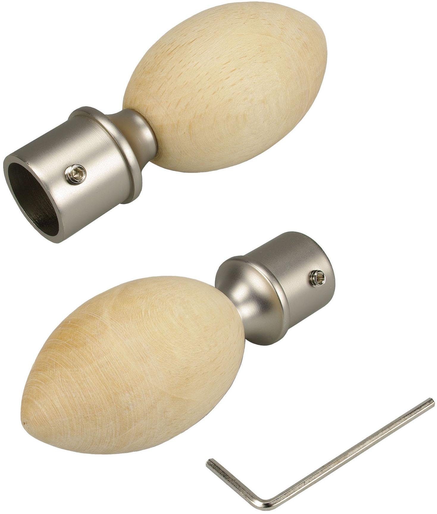 Gardinenstangen-Endstück Egg, Liedeco, Gardinen, (Set, 1-St), für Gardinenstangen Ø 16 mm ahorn | Gardinenstangen-Endstücke