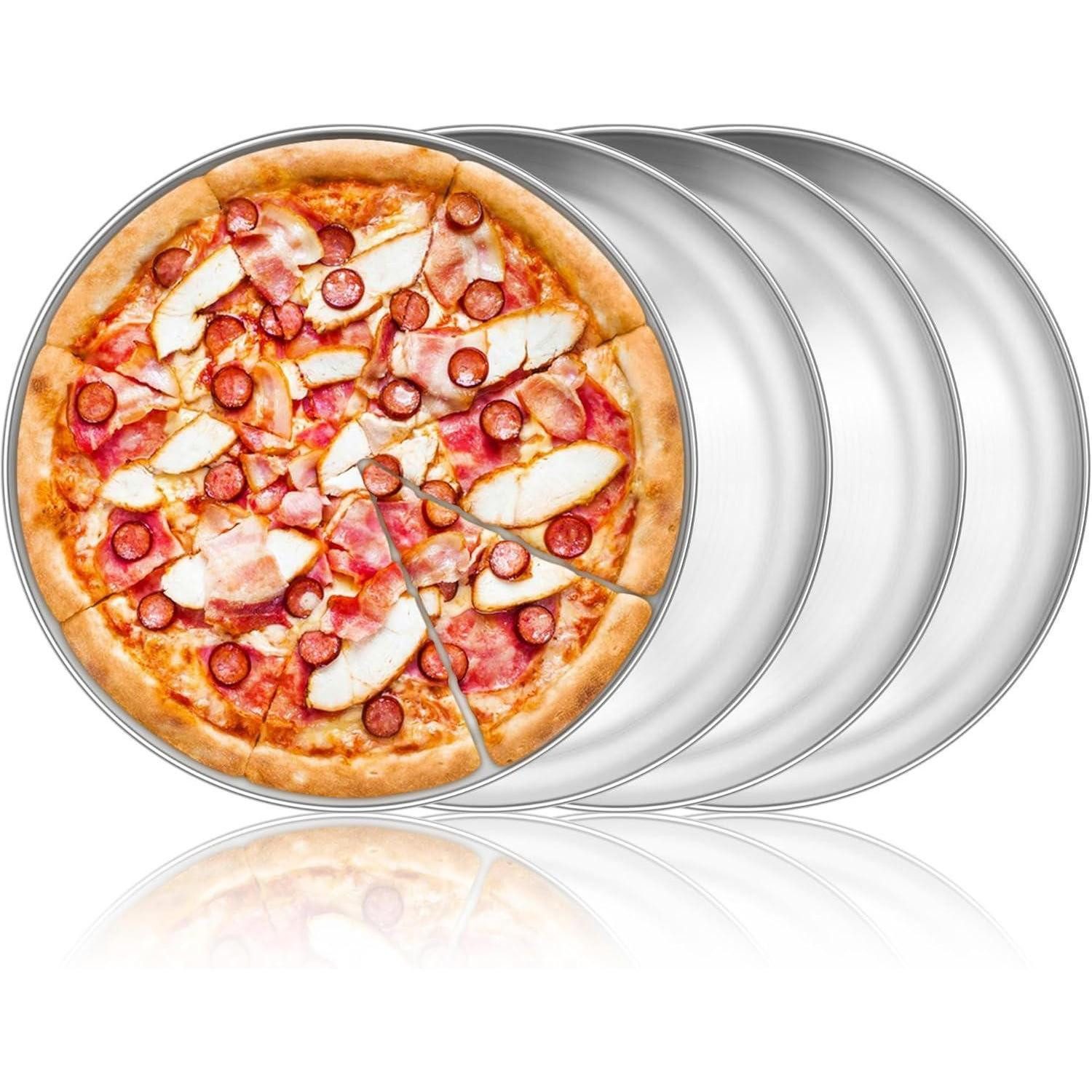 LuxusKollektion Pizzablech Pizzablech Edelstahl 30cm Pizzaform Spülmaschinenfest 4 Stück-30cm