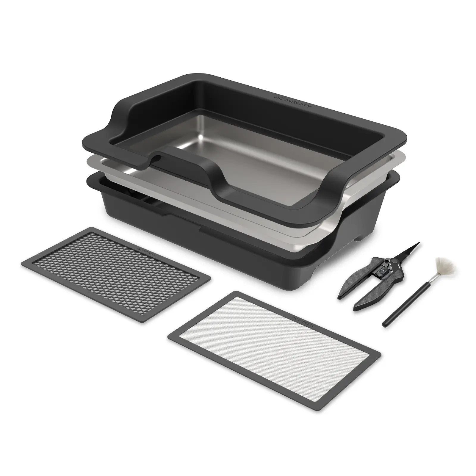 AC INFINITY Zerkleinerer Trim-Tablett-System, 3-Tablett- und 2-Sieb-Set, Austauschbares Tablettsystem, Ergonomische Form