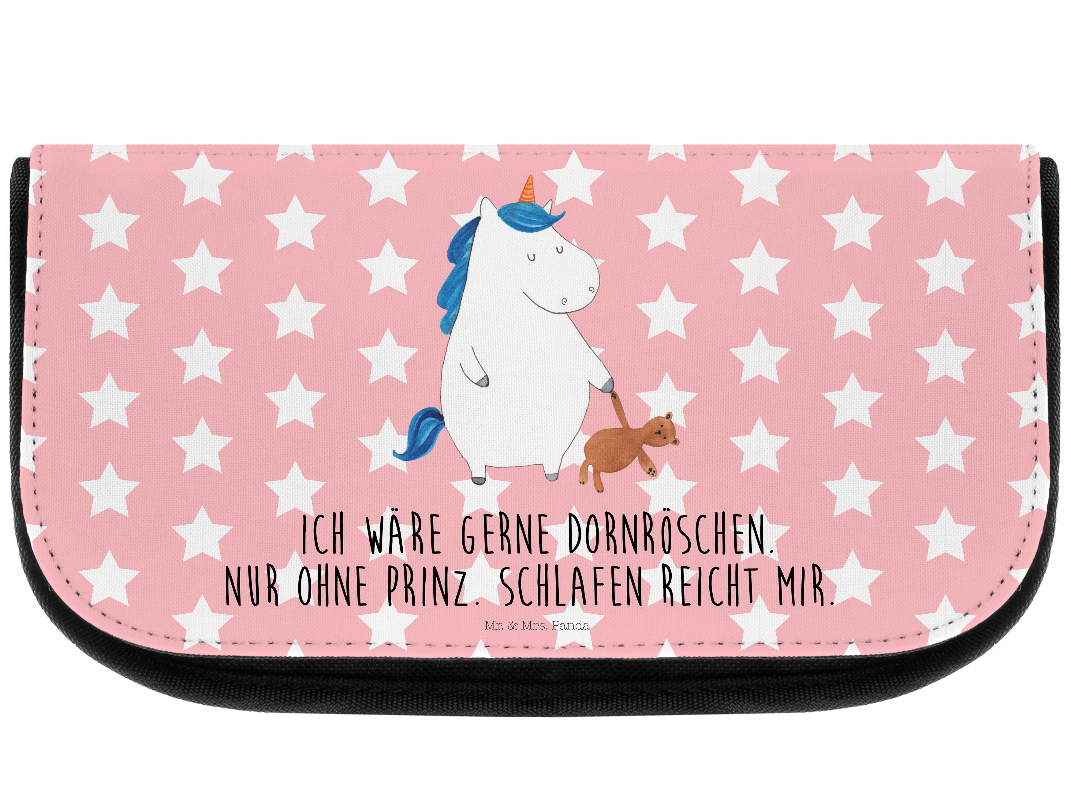Mr. & Mrs. Panda Kosmetiktasche Einhorn Teddy - Rot Pastell - Geschenk, Kulturtasche, Unicorn, Make-U (1-tlg)