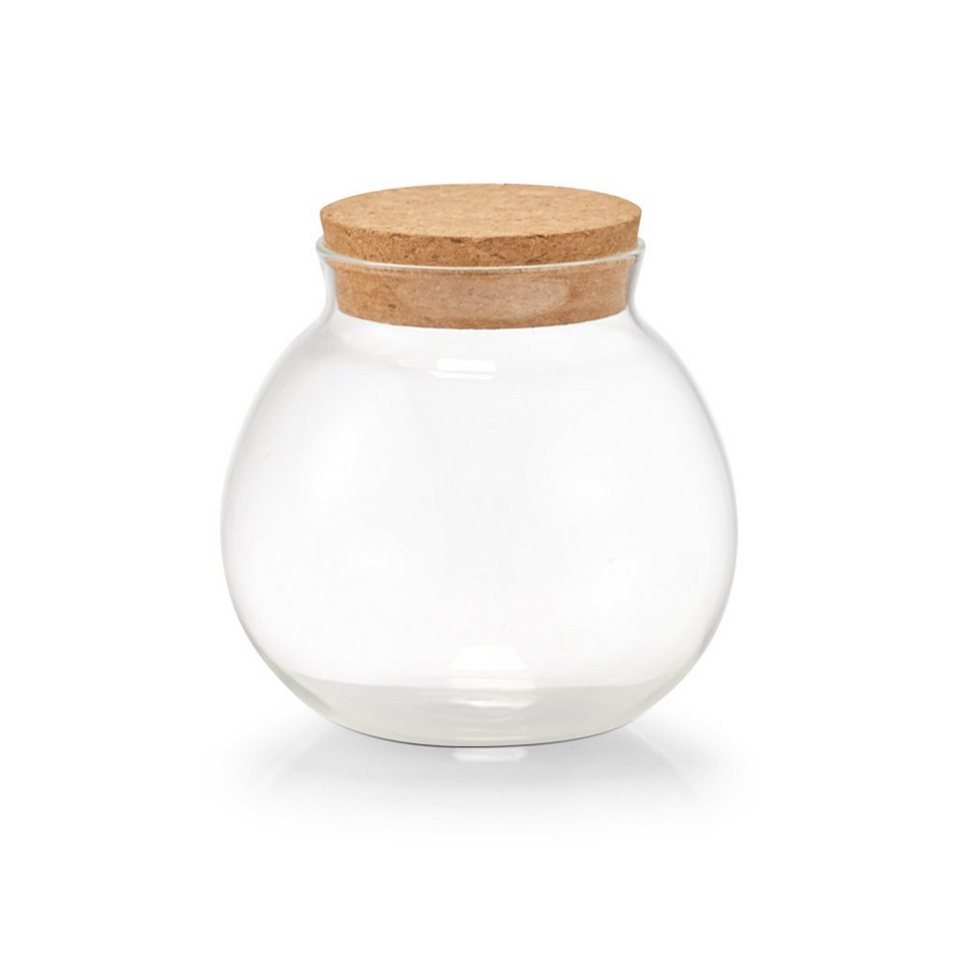 Zeller Present Vorratsglas Vorratsglas m. Korkdeckel, Glas/Kork, 500 ml,  Glas/Kork, transparent, Ø10,3 x 10,3 cm, klassisches, rundes Vorratsglas  mit Korkdeckel