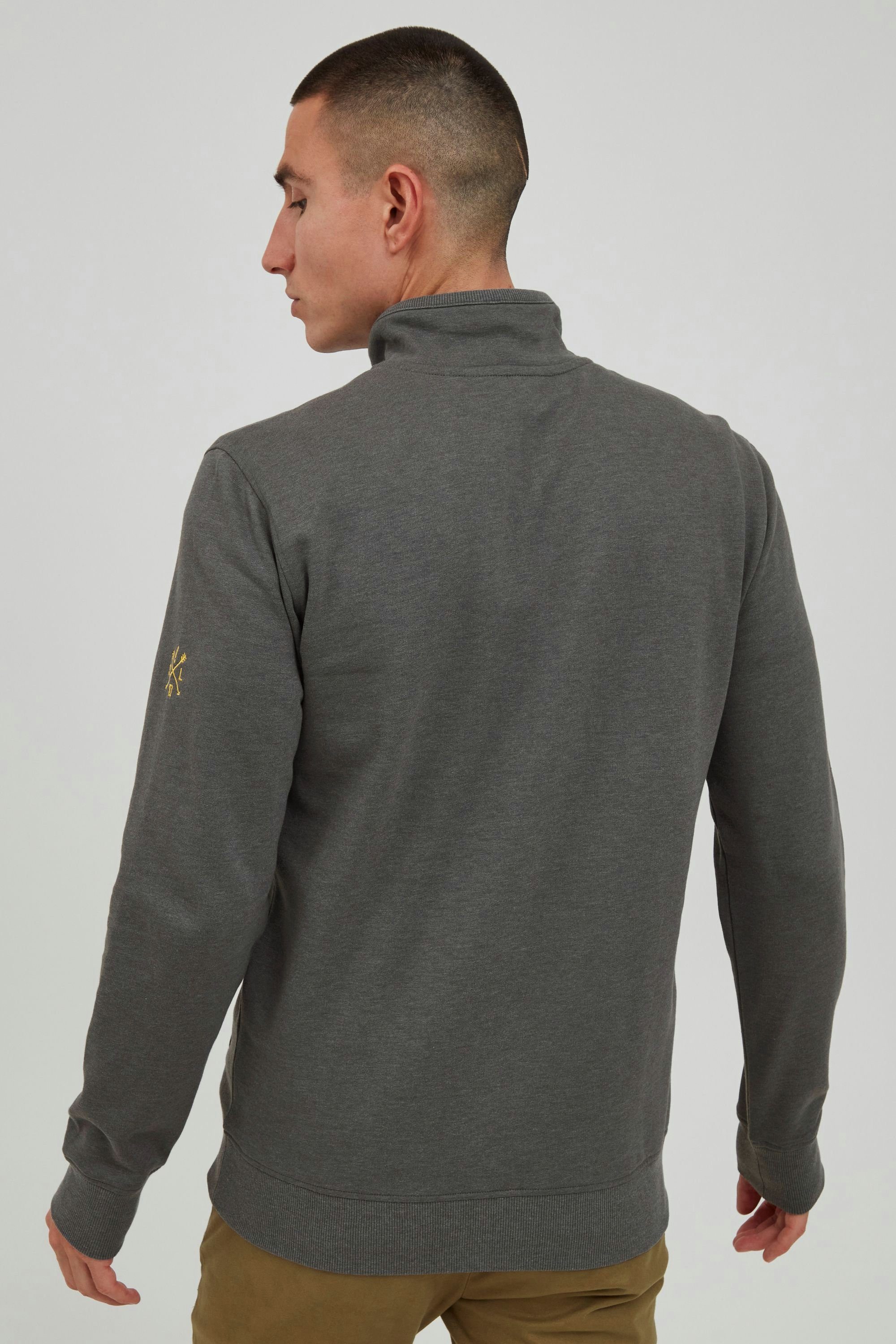 Solid Sweatshirt SDKaran Melange (1840051) Gray Troyer-Kragen mit Sweater Moderner