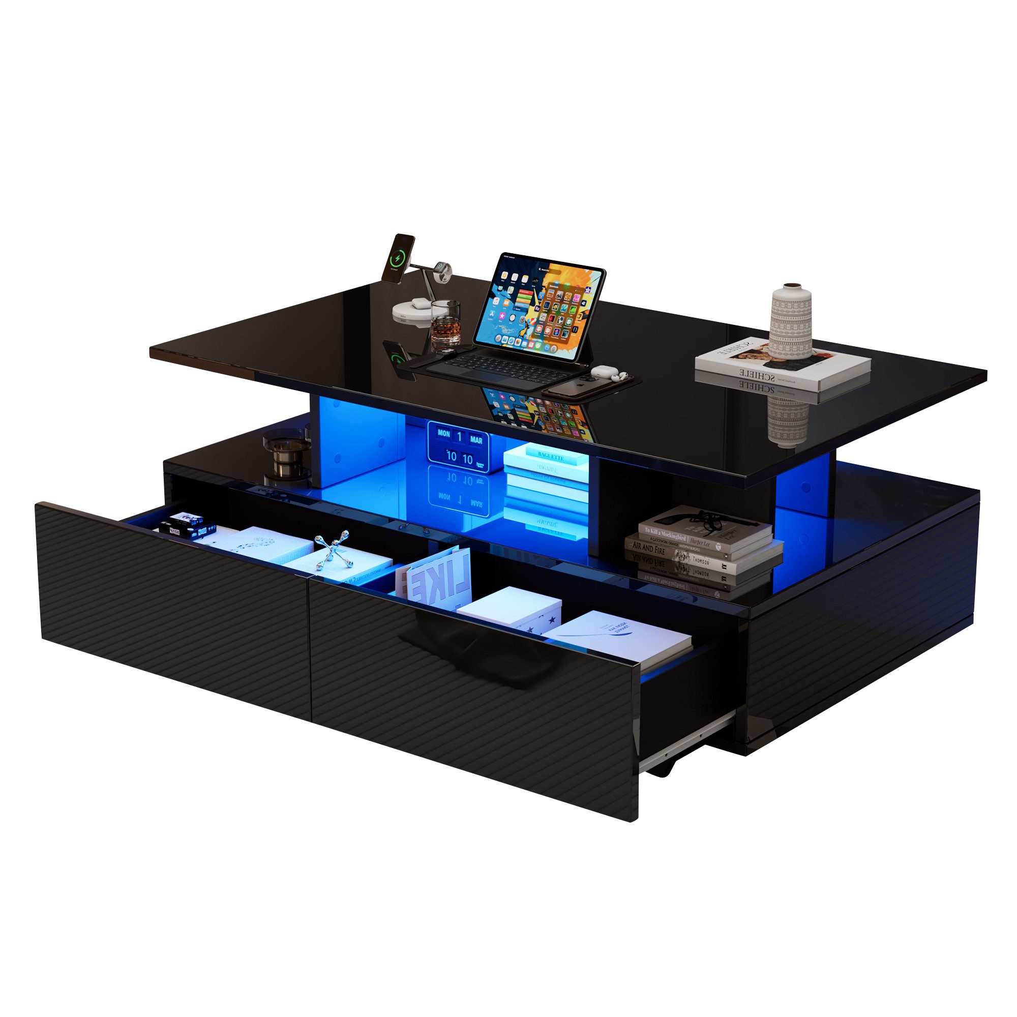 MODFU Couchtisch hochglanz Sofatisch mit LED-Beleuchtung günstig online kaufen