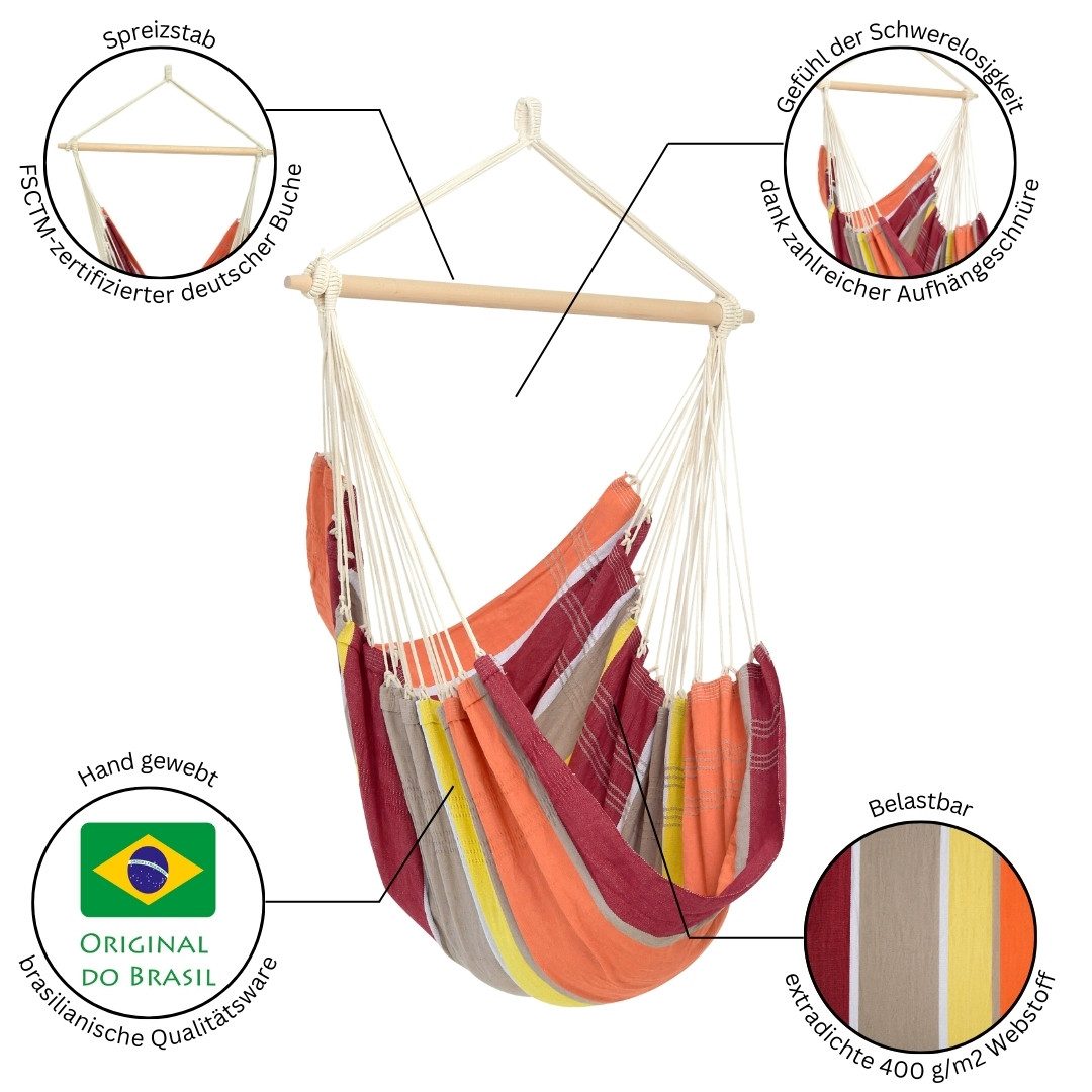 Amazonas Hängesessel Brasil KingSize Hängestuhl (Belastbarkeit 150 kg, Hand günstig online kaufen