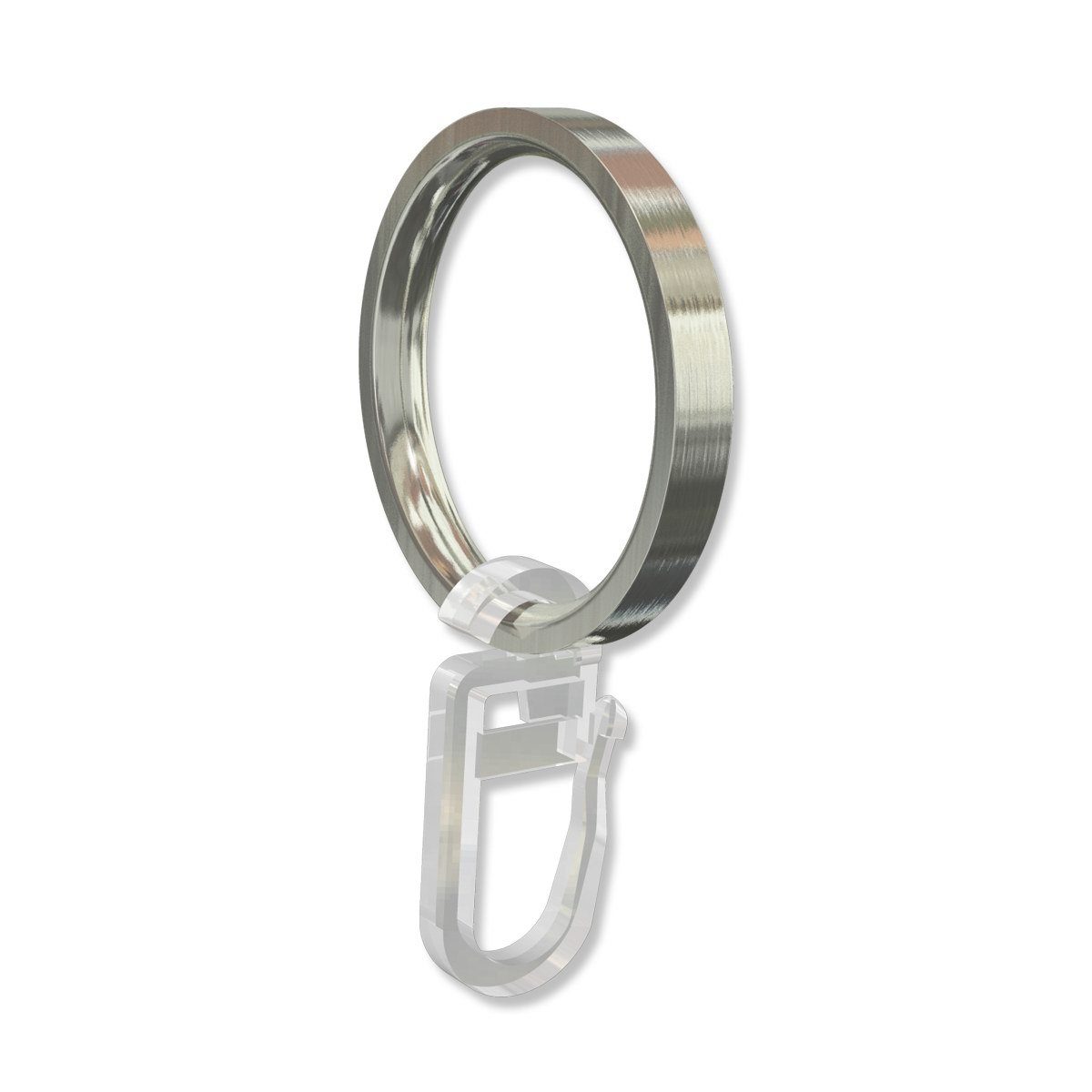 INTERDECO Gardinenring Flachringe mit Faltenhaken, für 20 mm Ø Gardinenstangen, (Packung, 10-St., Edelstahl-Optik), Metall