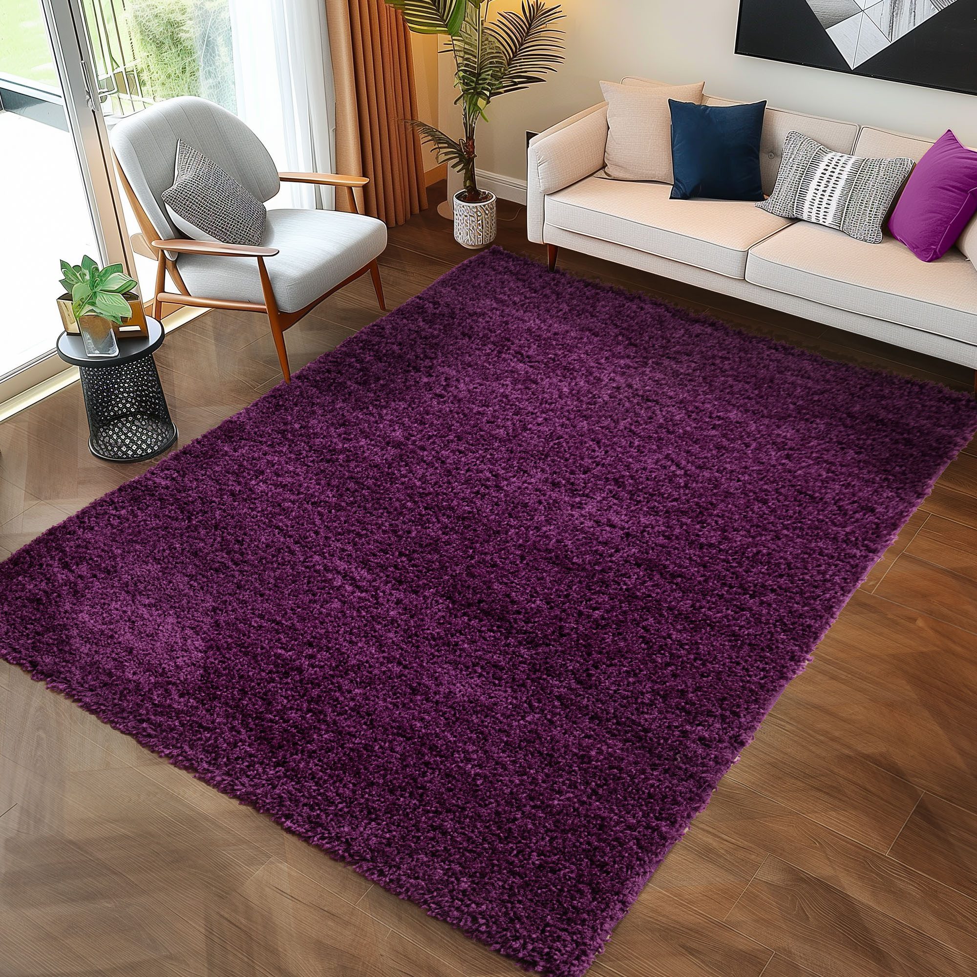 Carpettex Hochflor-Teppich Unicolor - Einfarbig, Доріжка, Höhe: 30 mm, Einfarbig Shaggy Teppich Wohnzimmer Langflor versch. farben und größen