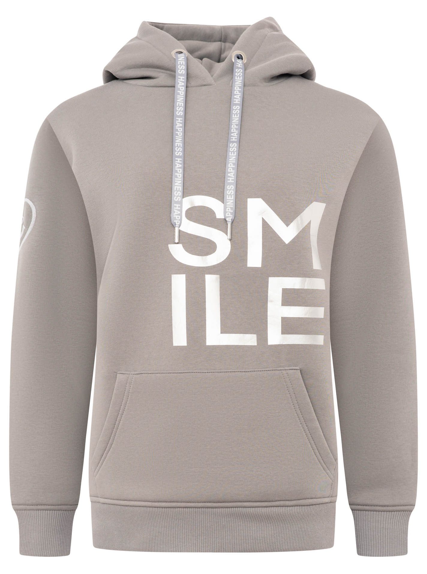 Zwillingsherz Hoodie "Alissa Shiny" glänzender Print, Daumenloch, Kordel, gesticktes Herz am Ärmel