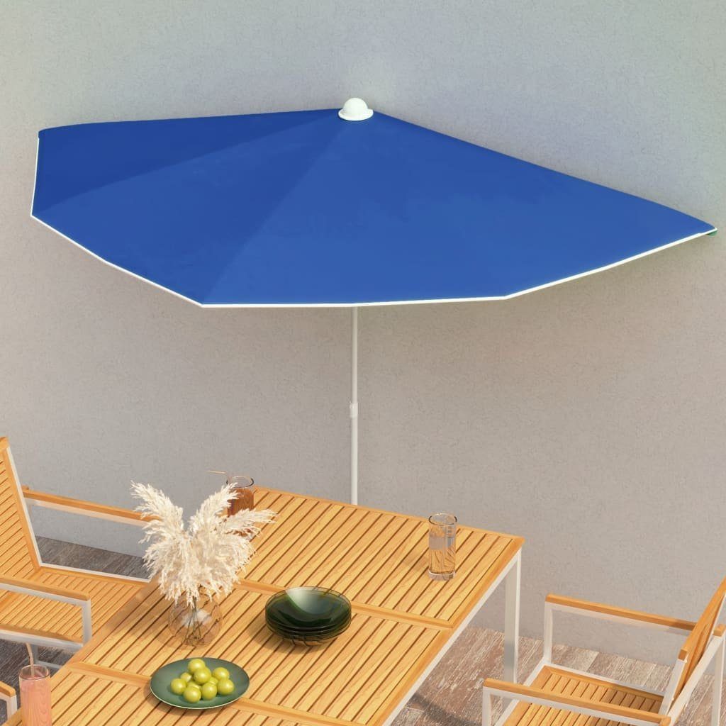 furnicato Sonnenschirm Halbmit Mast 180x90 cm Azurblau