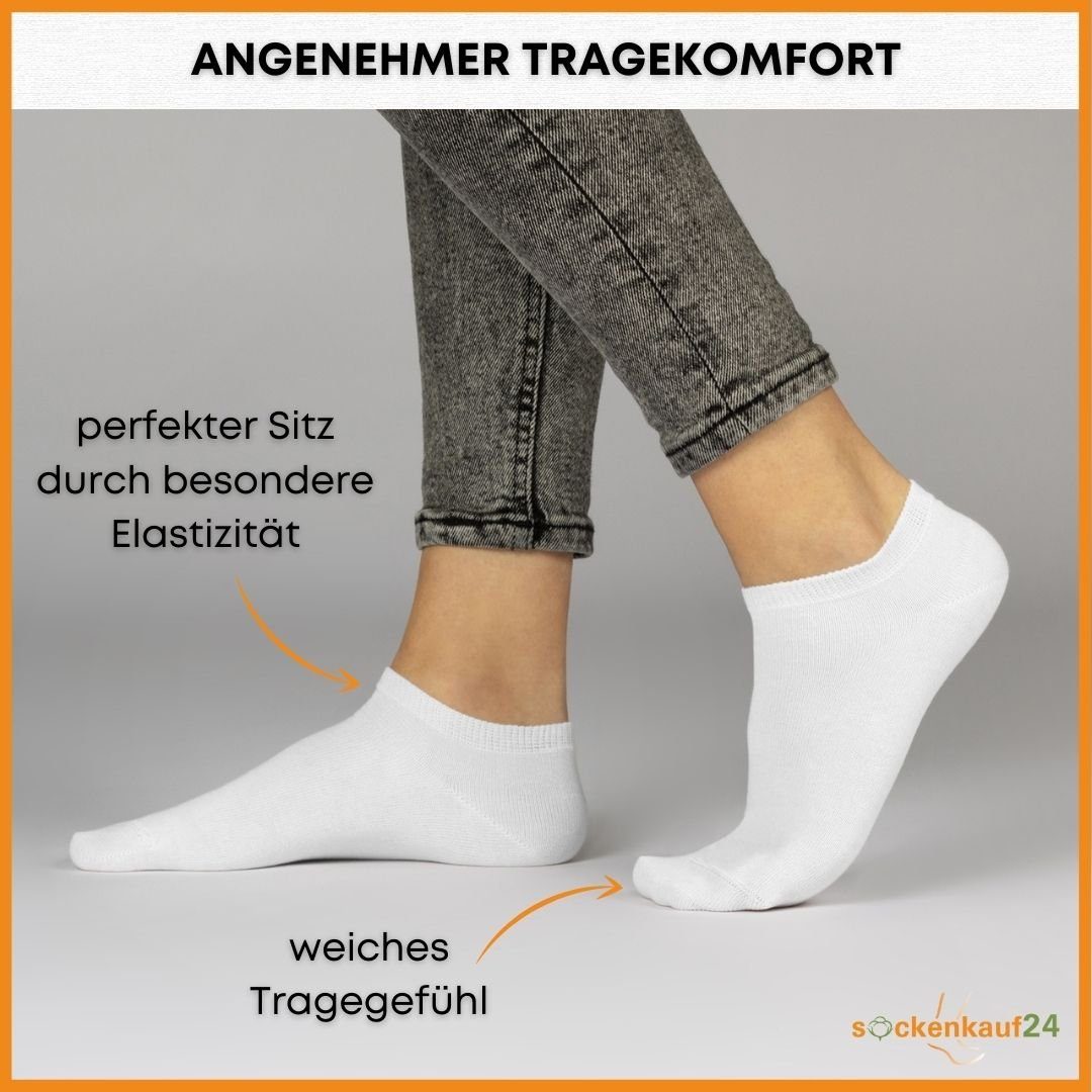 Socken - Baumwolle 10 Damen Sneaker Paar & mit (Basicline) Komfortbund sockenkauf24 (Weiß, WP 39-42) Sneakersocken Basic aus 70202T Herren