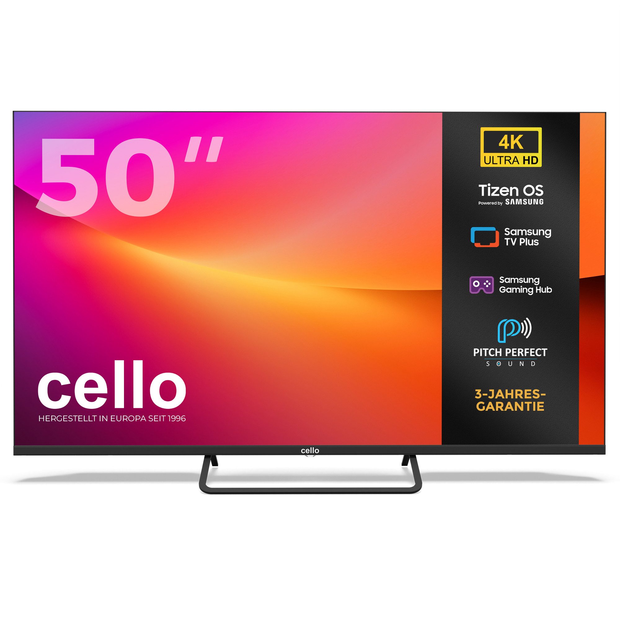 Cello C5025TZ4K LED-Fernseher (127 cm/50 Zoll, 4K Ultra HD, Tizen OS by Samsung, Smart-TV, Pitch Perfect Sound™ ersetzt Soundbar, WLAN & Bluetooth, Triple‑Tuner)