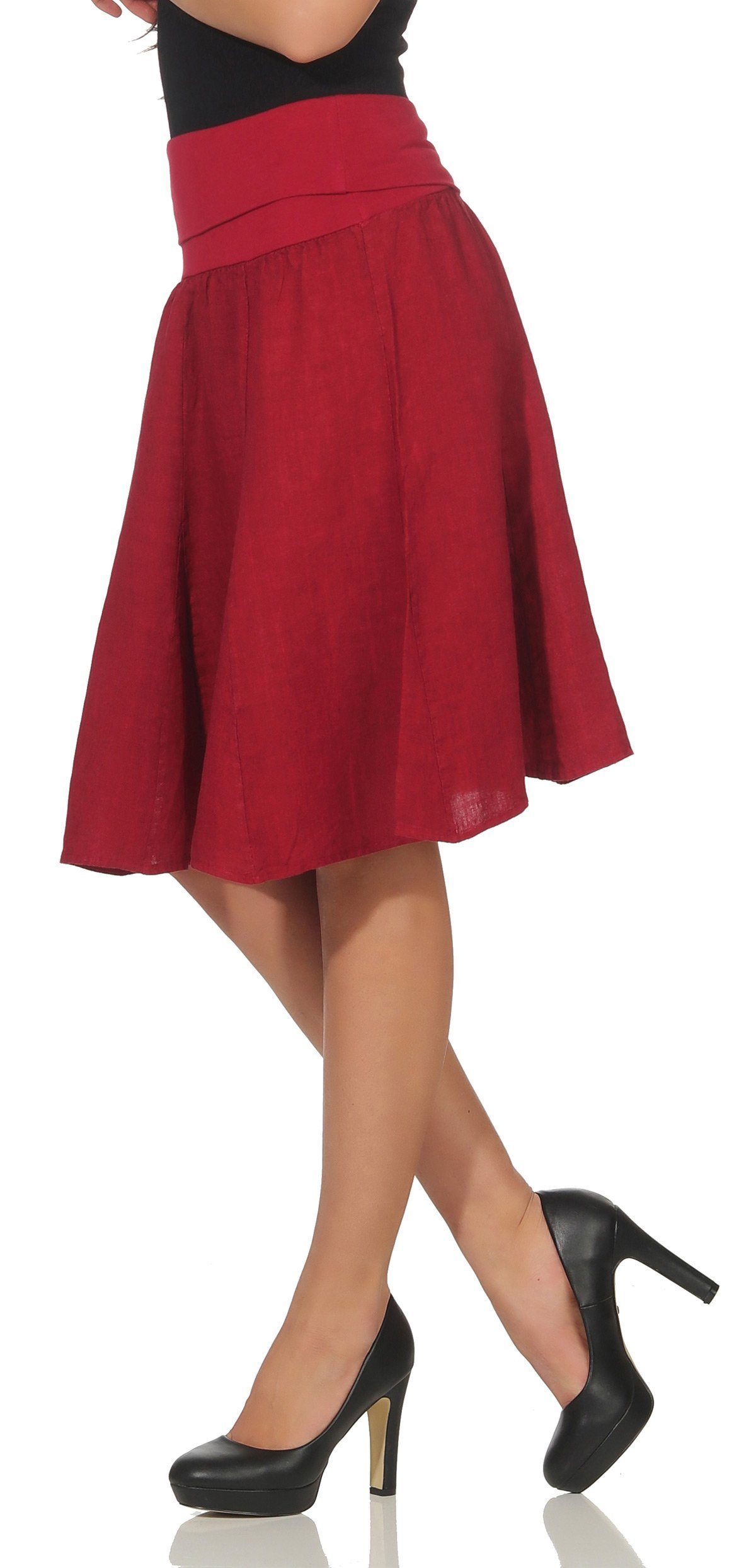 malito more than fashion Sommerrock malito Damen Leinenrock mit Stretchbund günstig online kaufen