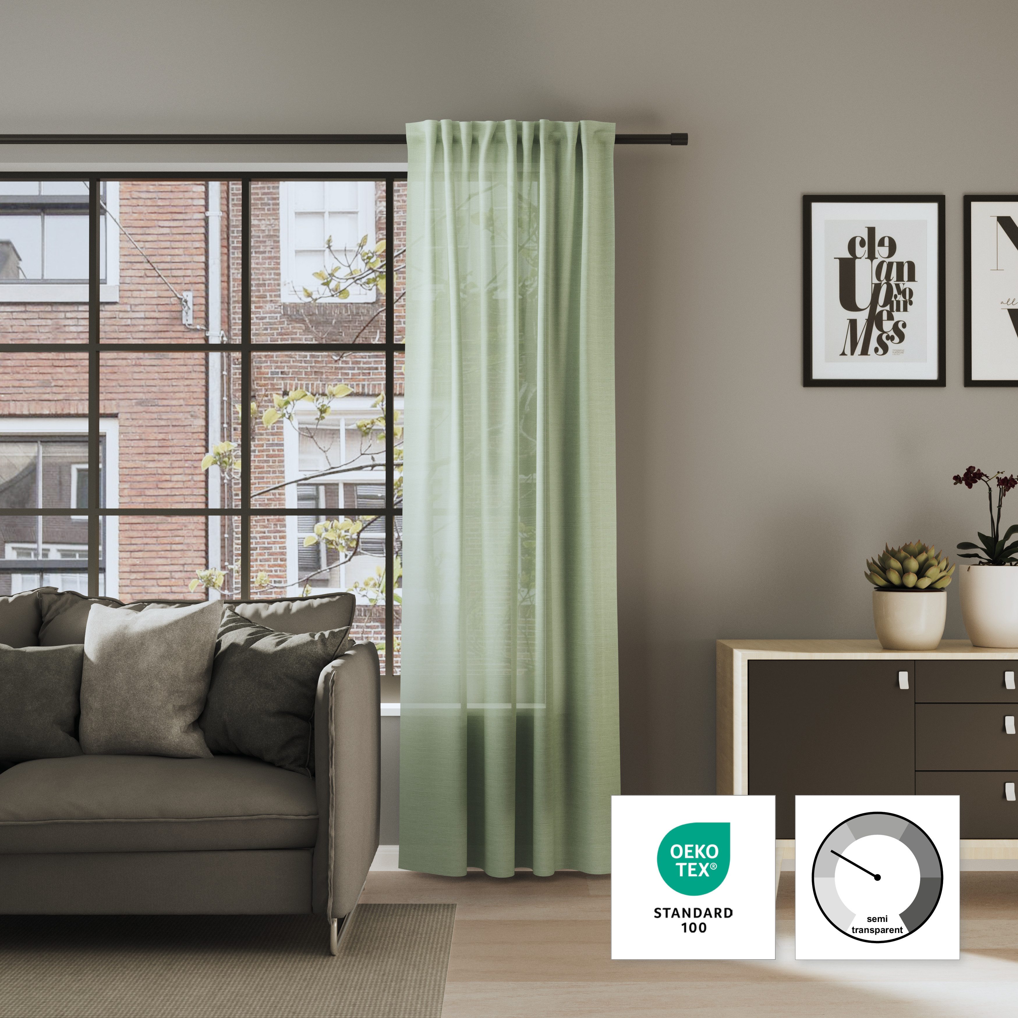 Neutex for you! Vorhang ALLEY-ECO (1 St), Multifunktionsband, halbtransparent, Jacquard, Halbtransparentes Streifendesign