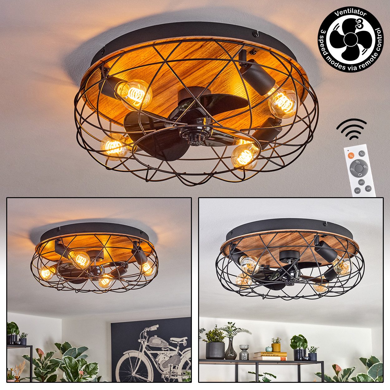 hofstein Deckenventilator Ventilator aus Metall/MDF in günstig online kaufen