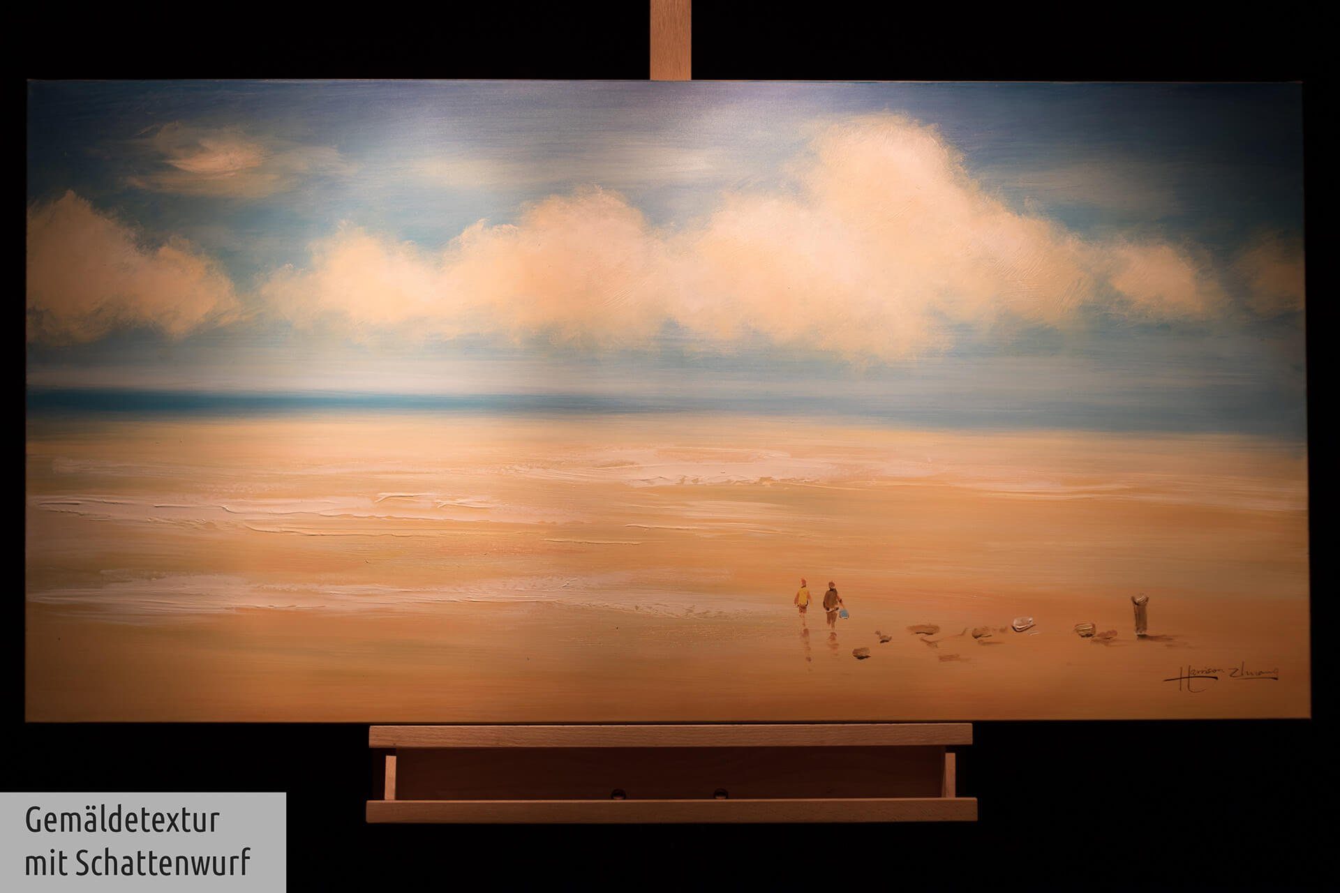 Meere Leinwandbild HANDGEMALT cm, Wandbild 100% 120x60 der Wohnzimmer KUNSTLOFT Gemälde Melodie