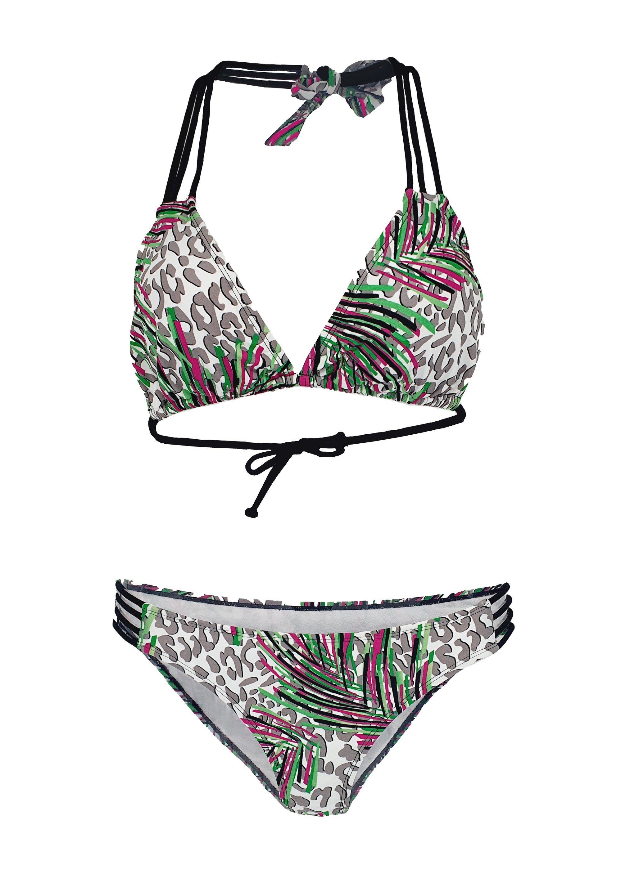 Dschungel ausgefallener Look Schnürung Beco im (2-St) Beermann Balconette-Bikini modernen mit