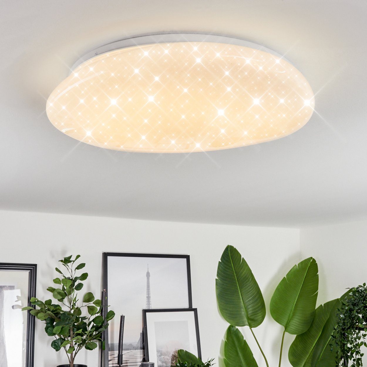 Kelvin, hofstein 24 (40,5 aus LED 2700+6500 Deckenlampe Sternenhimmel-Effekt, Watt, dimmbare Fernbedienung 1800 Lumen, Deckenleuchte wechselbar, in Weiß Metall/Kunststoff cm),