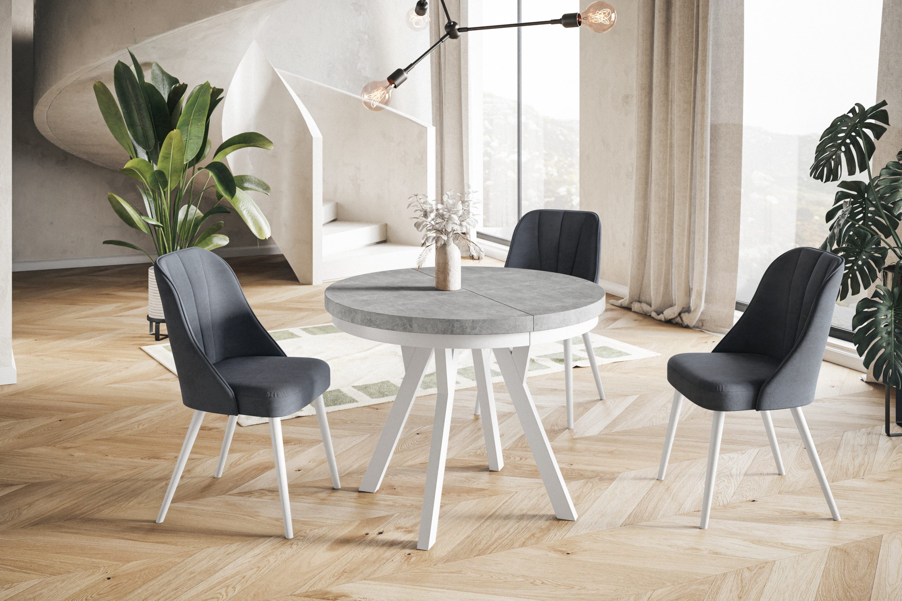 Alpi-Möbel Esstisch Wohnzimmertisch - Ausziehbarer runder Tisch 80-120 cm - günstig online kaufen