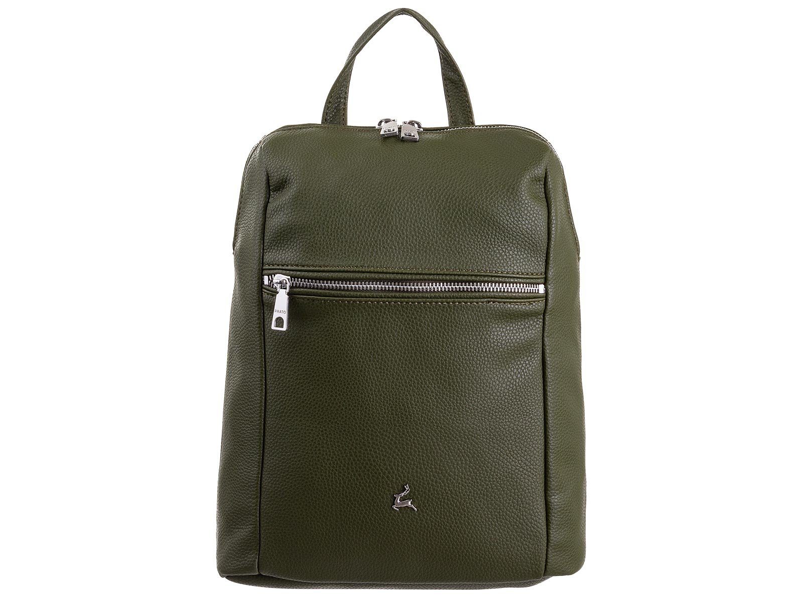 Prato Rucksack LM Joyce S864-G genarbtes PU City-Rucksack, Modern olive