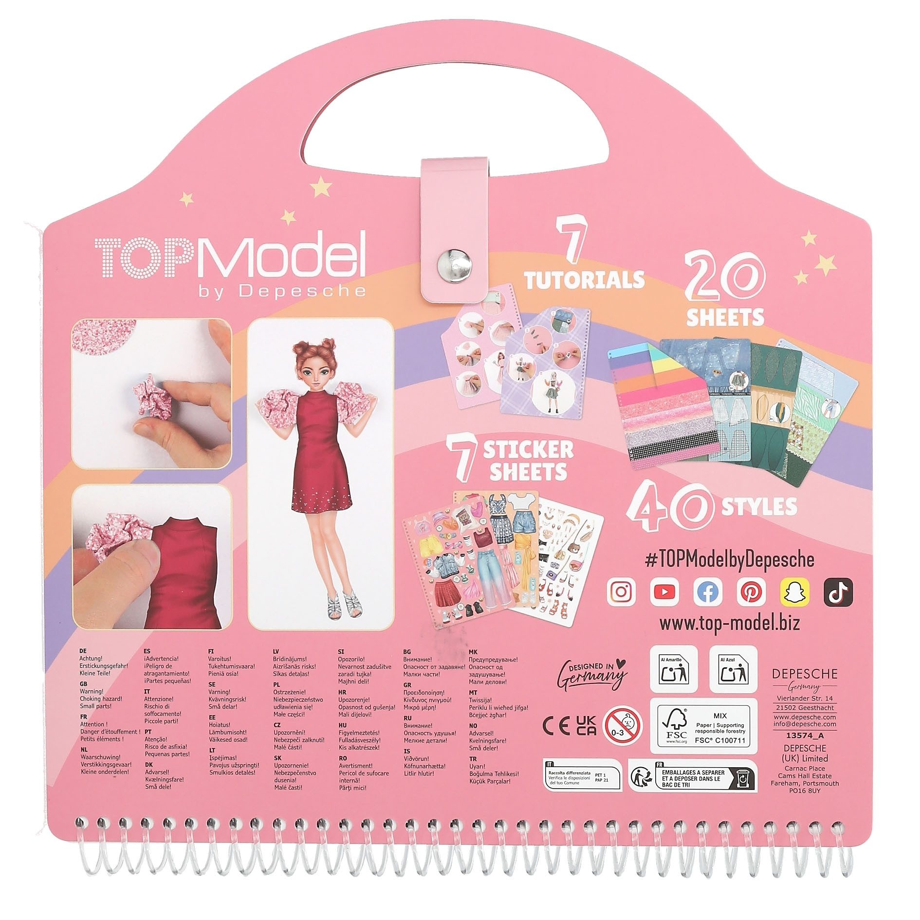 Depesche Schmuckset TOPModel Stickerbuch Ballerina 20 Seiten mit Designpapier, Rosa, inkl. 5 Stickerbogen, zum Selbstgestalten – Bild 4 von 4