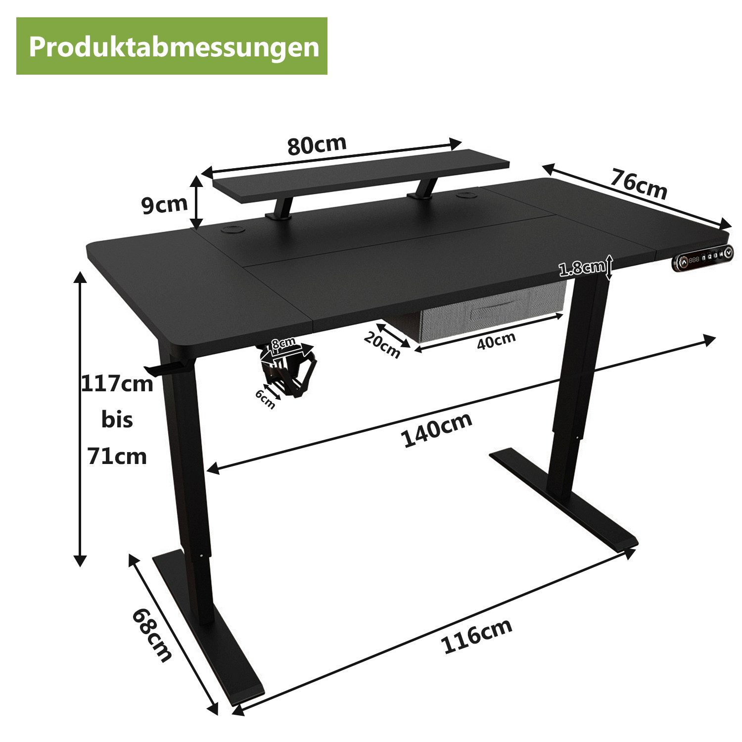 IvyIvy Gamingtisch Computertisch höhenverstellbar elektrisch Schreibtisch günstig online kaufen