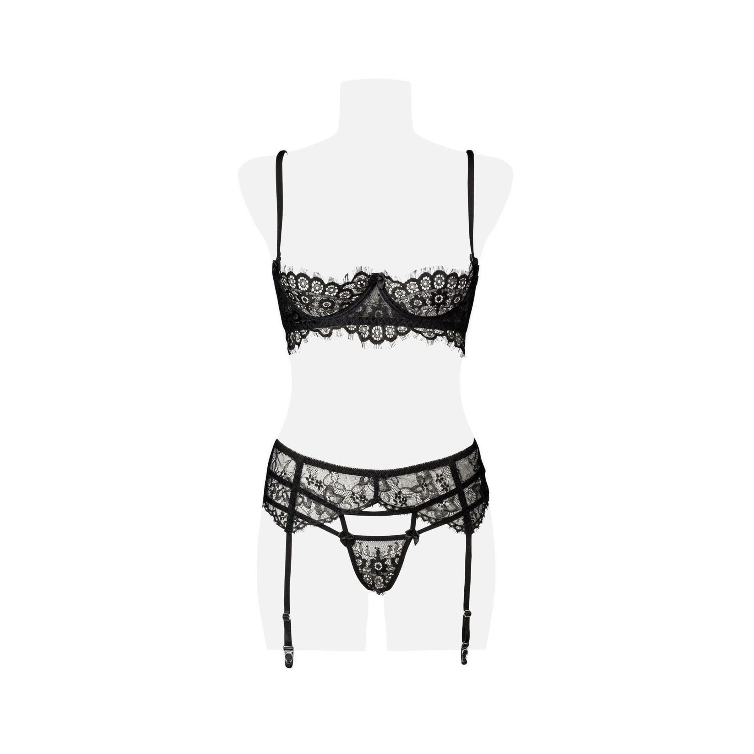 Grey Velvet Set: Ouvert-BH Grey Velvet - 5-teiliges Straps-BH-Set 15128 - (L