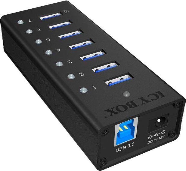 ICY BOX ICY 7-Port USB 3.0 Hub mit USB Ladeport Computer-Adapter