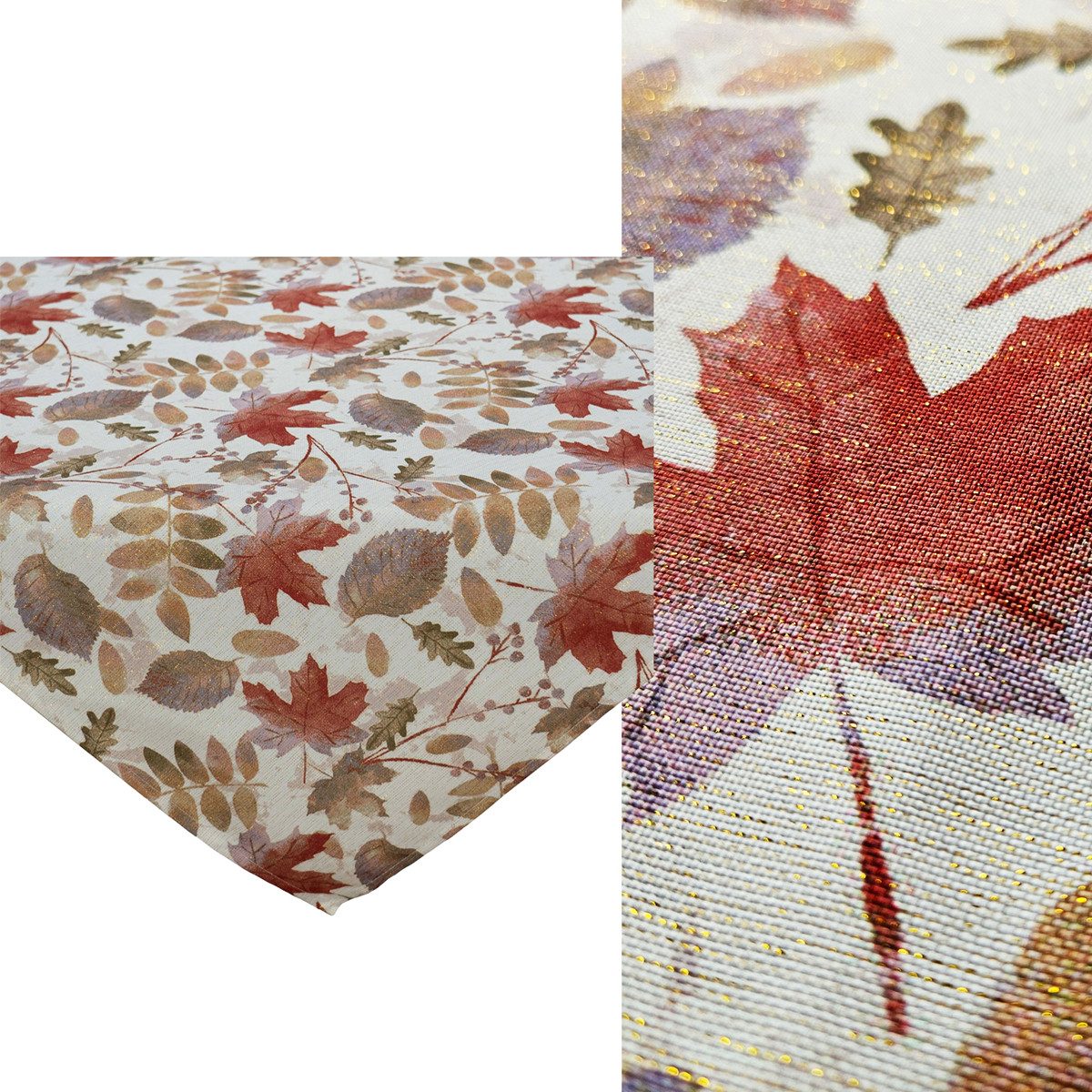 Raebel Tischdecke Blätter Gold Lurex 40x180 Tischläufer, mit herbstlichem Motiv
