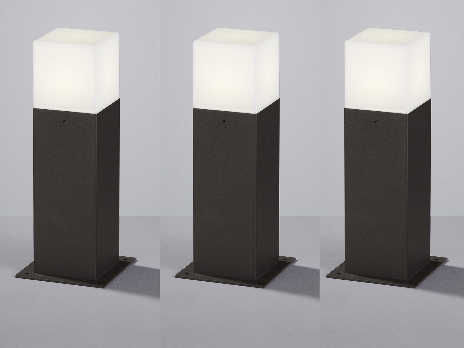 TRIO Leuchten LED Sockelleuchte, LED wechselbar, Warmweiß, 3er-Set Sockellampe Anthrazit 30cm, Wegbeleuchtung Garten beleuchten