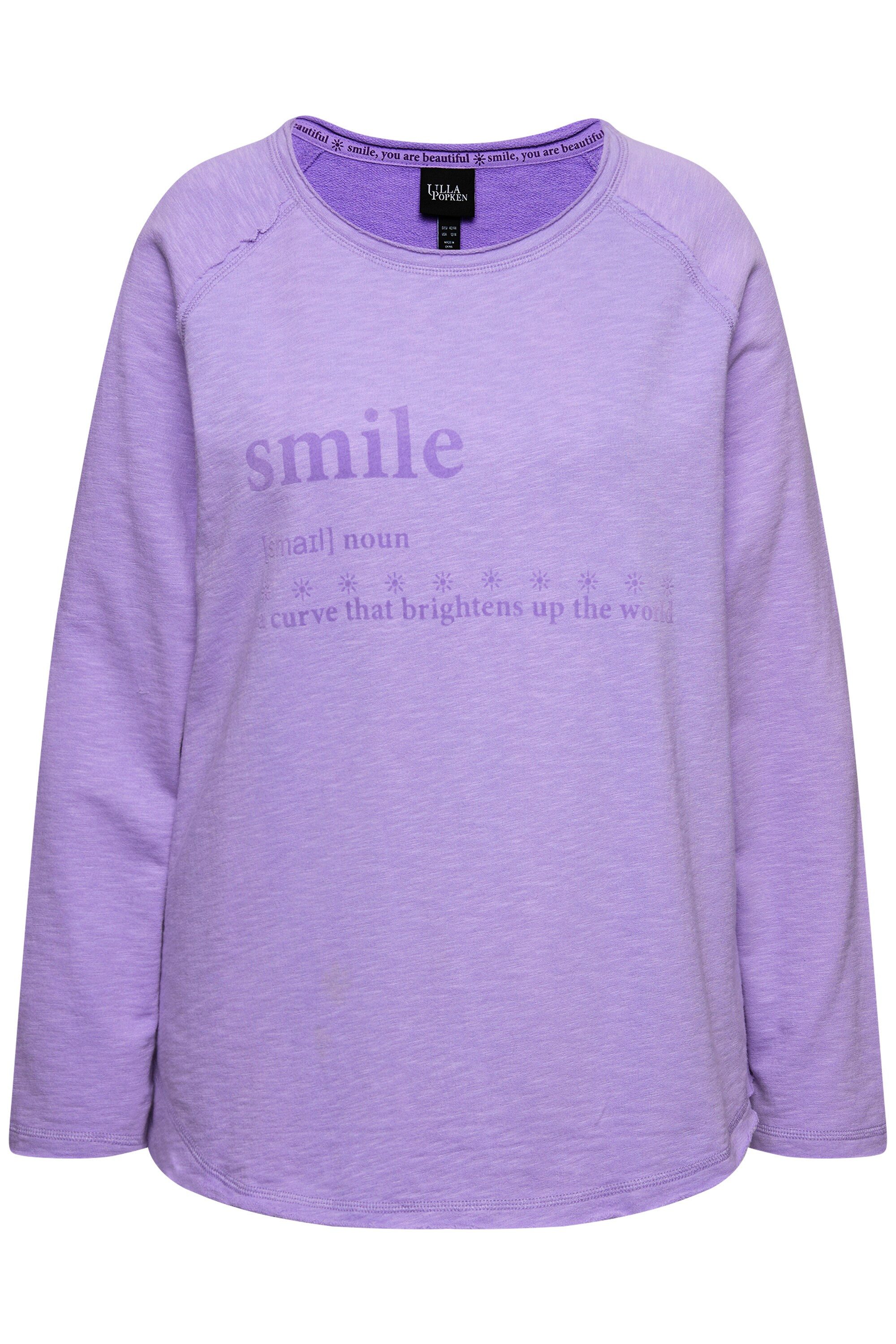 Ulla Popken Sweatshirt Shirt Flock-Schriftmotiv A-Linie günstig online kaufen