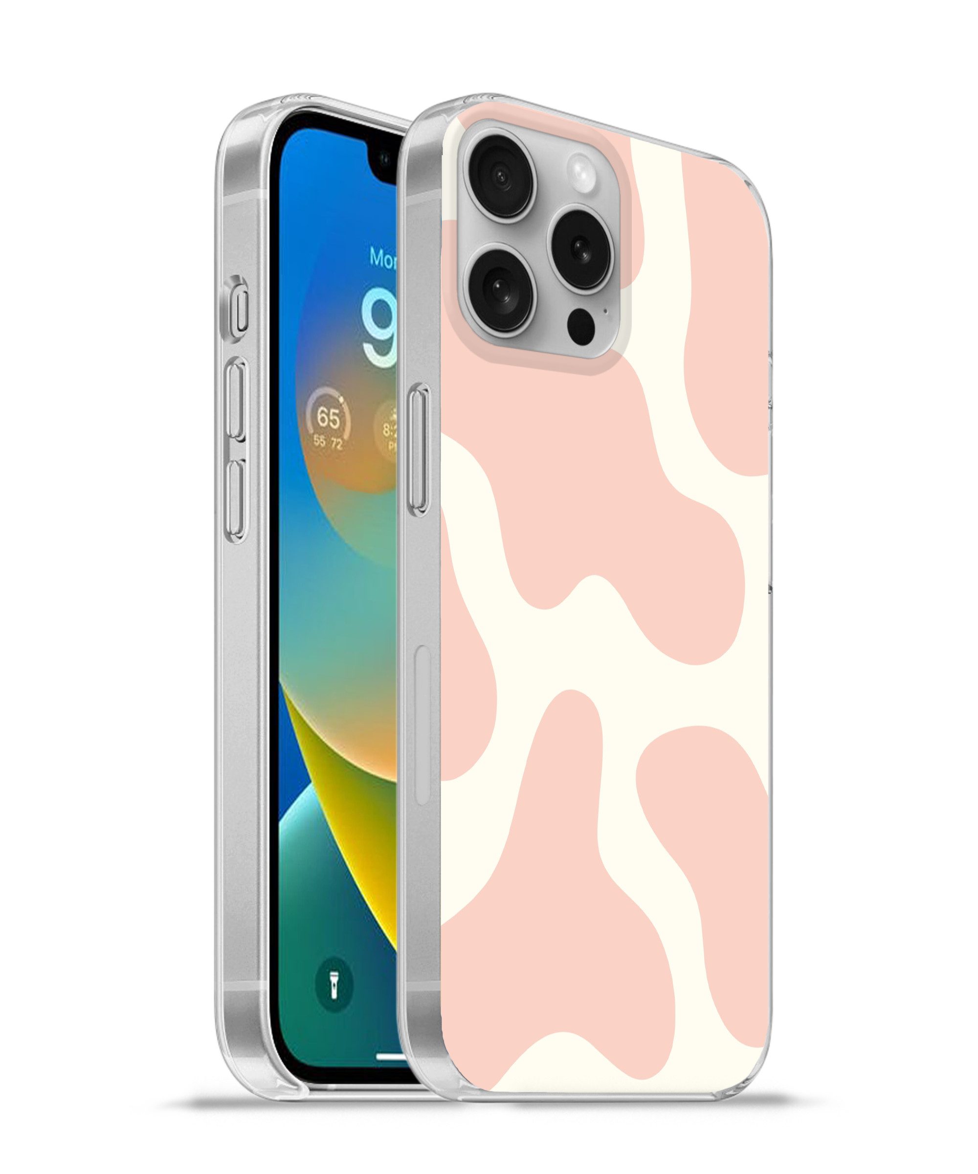MuchoWow Handyhülle für Apple iPhone 16 Pro Max Flecken - Weiß - Rosa - Muster - Minimalis, Smartphone-Bumper, Print, Handy Schutzhülle Dünn