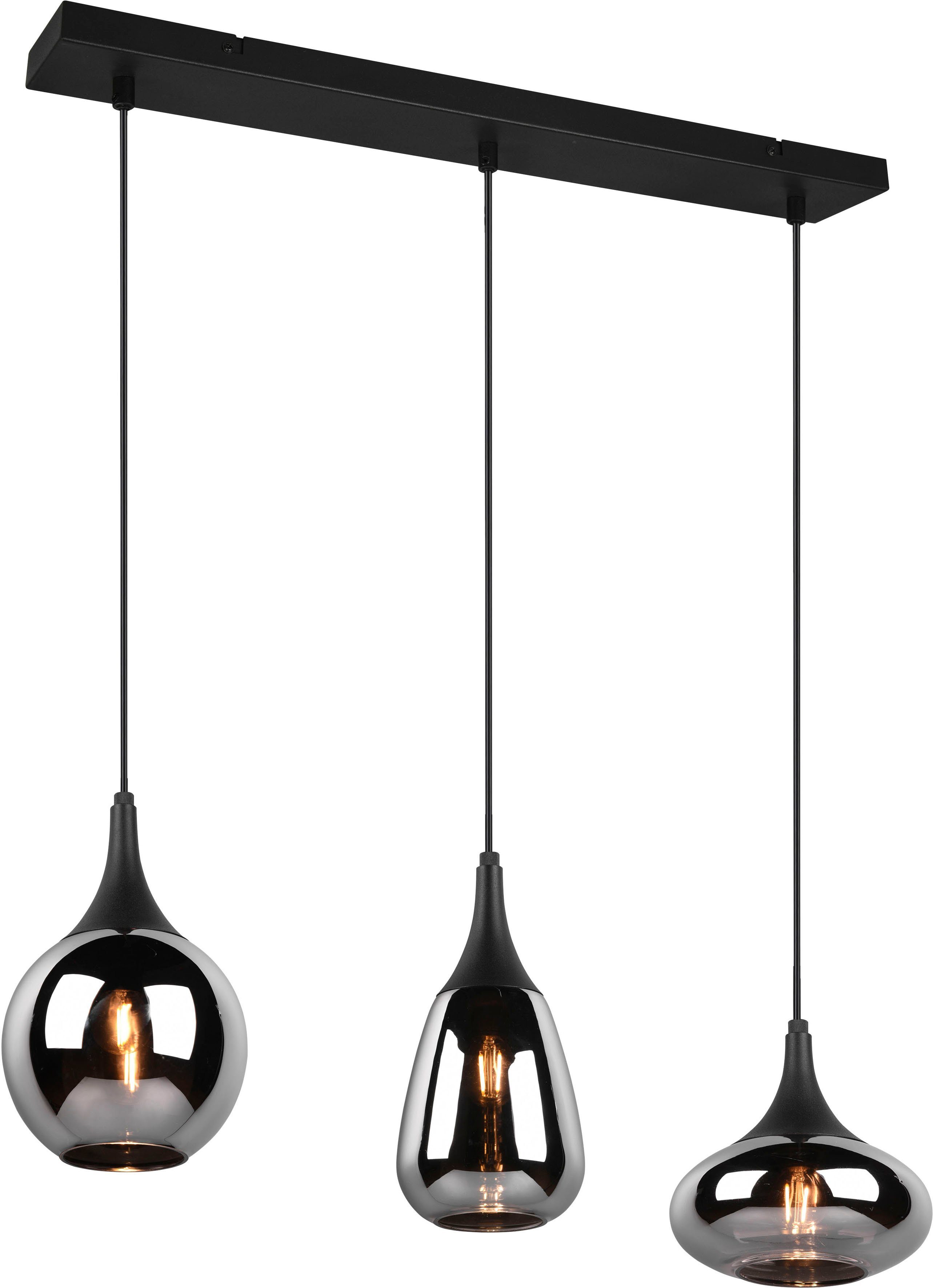 TRIO Leuchten Pendelleuchte Lumina, ohne Leuchtmittel, warmweiß - kaltweiß, Hängelampe 3-flammig Glasschirm, exkl 3xE14 max 40W höhenverstellbar