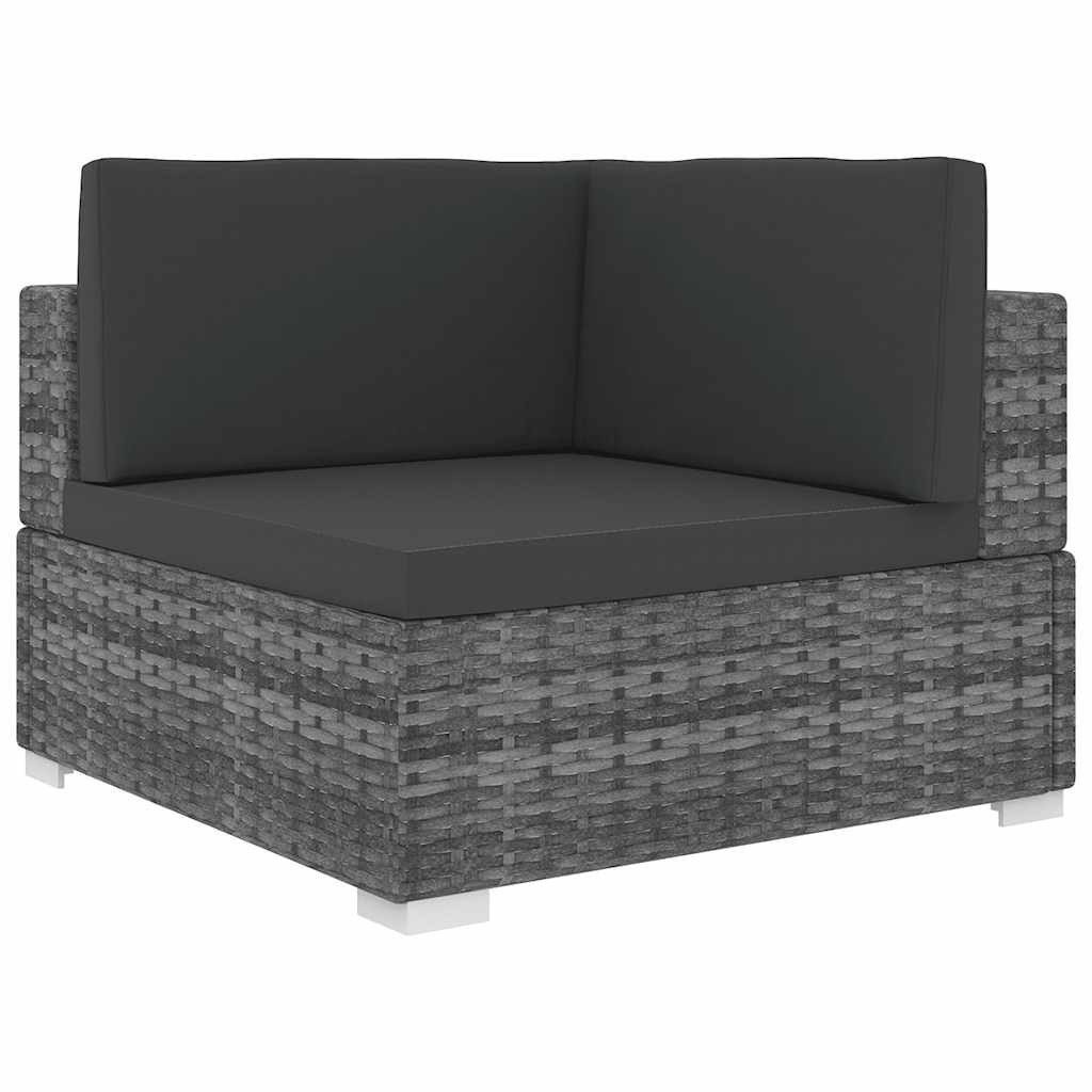 vidaXL Sofaelement Modular-Sofa-Eckteil 1 Stk. + Auflagen Poly Rattan Grau (1 St)