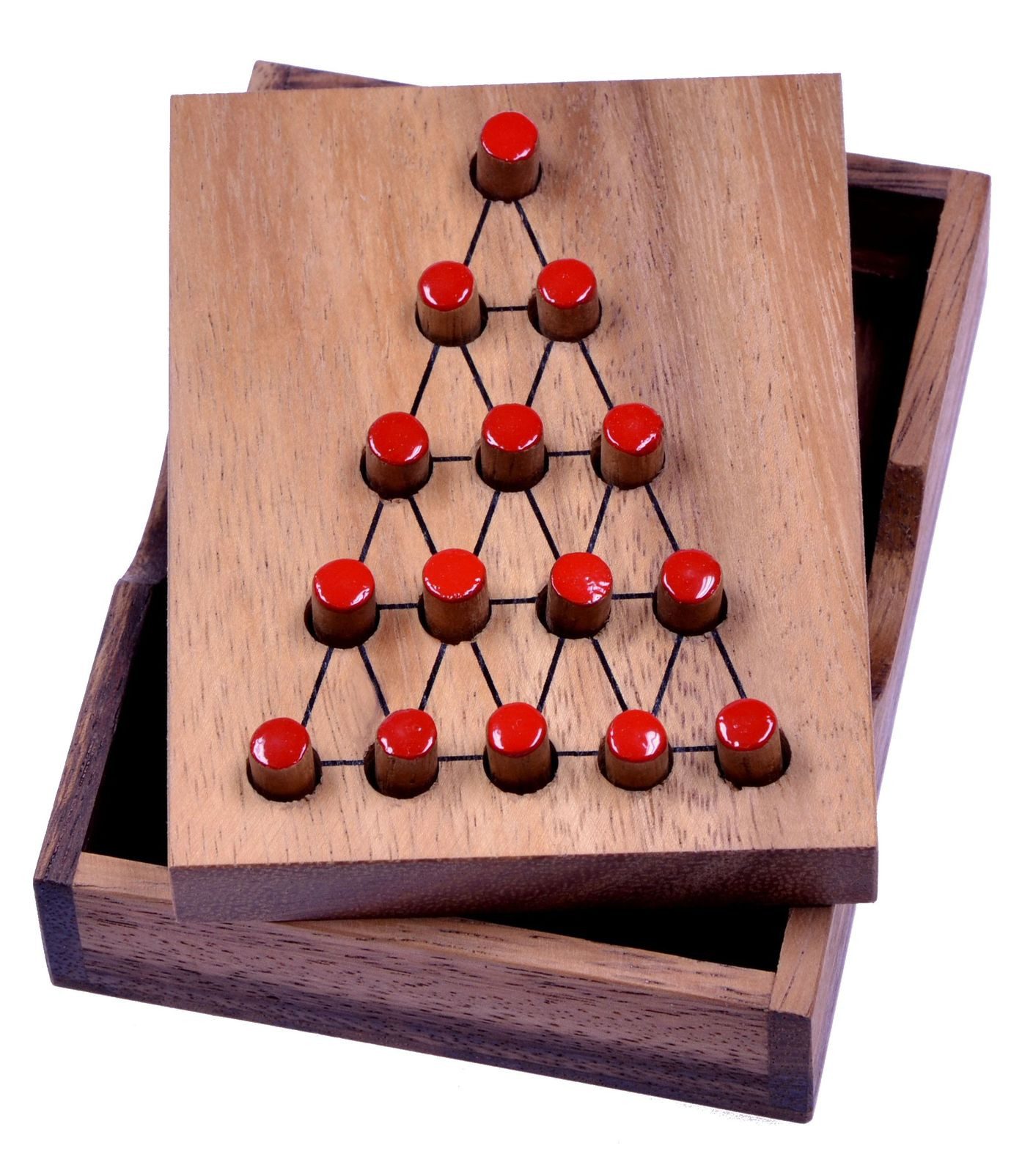 LOGOPLAY Spiel Der letzte Kämpfer, Gesellschaftsspiel, Der letzte Kämpfer Dreieck-Solitär Steckspiel Knobelspiel aus Holz
