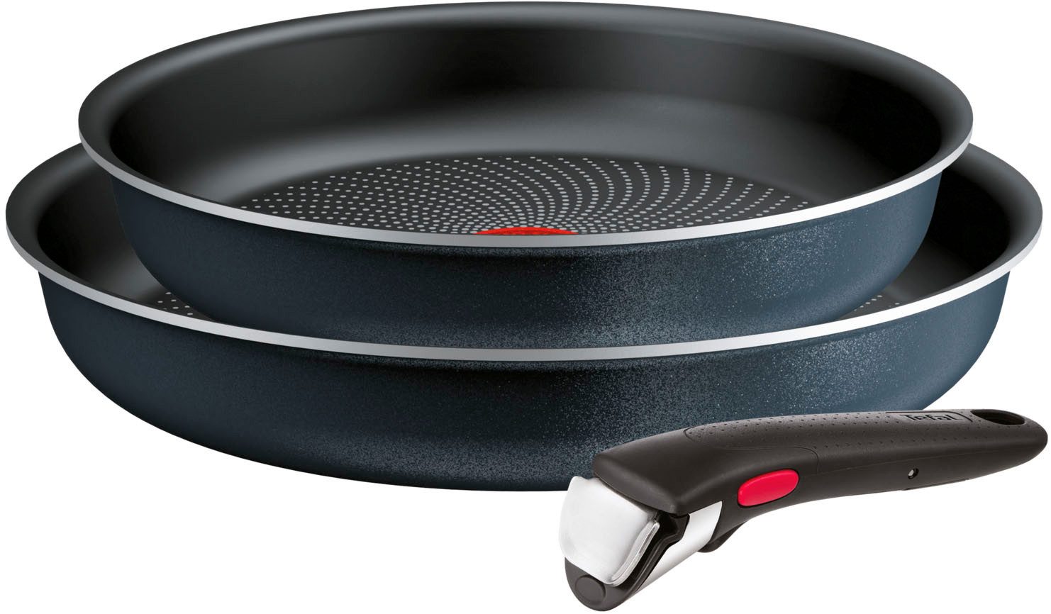 Tefal Pfannen-Set Ingenio So'Light, Pfannenset abnehmbarer Griff, Light Tech Technologie, Aluminium (Set, 3-tlg., 2x Pfannen Ø 24/28 cm, 1x abnehmbarer Griff, Made in France), stapelbar, platzsparend, einfache Reinigung, Induktion, L72391