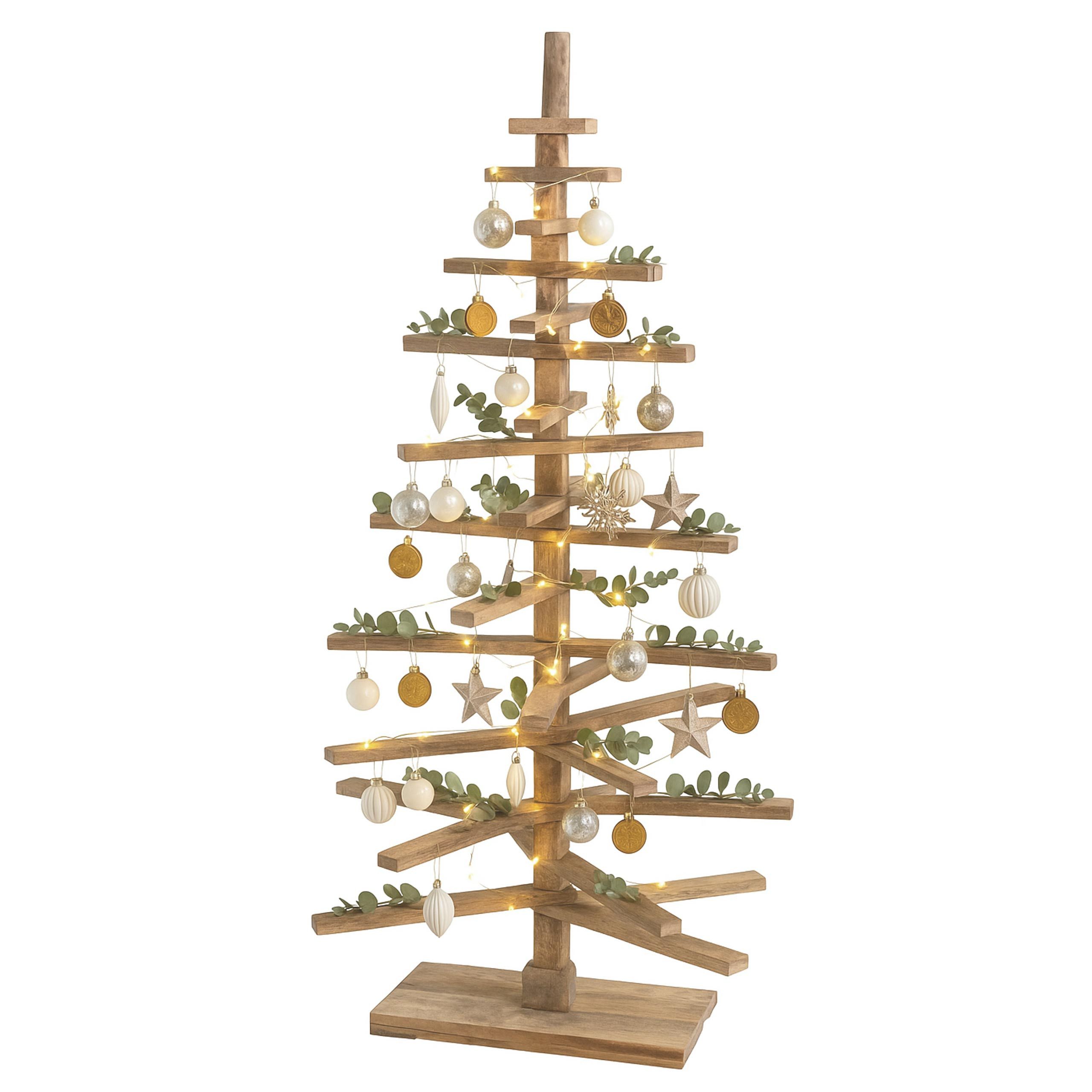 MCW Künstlicher Weihnachtsbaum MCW-H77, Shabby-Look, 3D-Optik, verstellbare Holzelemente
