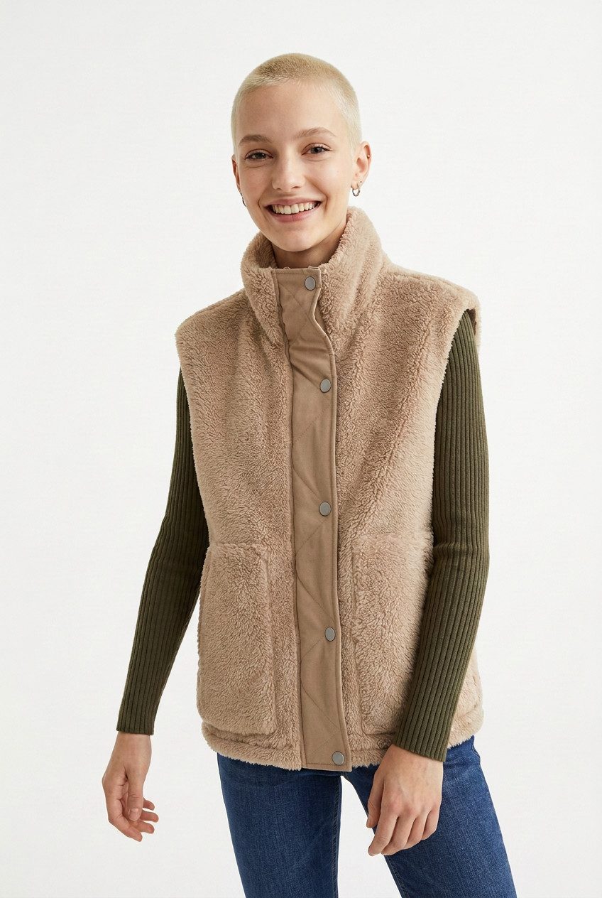 ONLY Plüschweste ONLBARI LIFE TEDDY WAISTCOAT OTW Kunstfaser