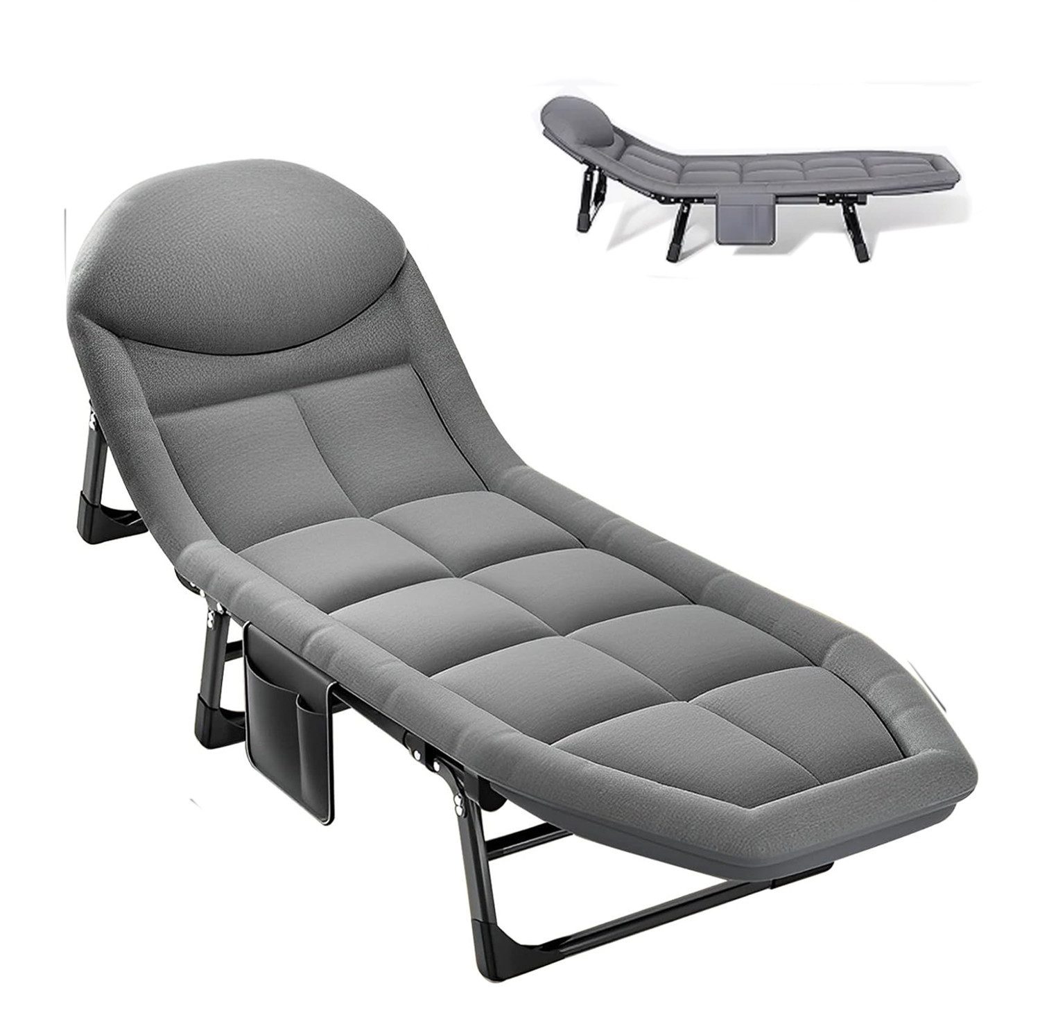MECO Campingliege Liegestuhl Sonnenliege Relaxsessel Gartenliege (1-St) Campingbett Verstellbar & Stabil, bis 150 kg, 190x66x35cm