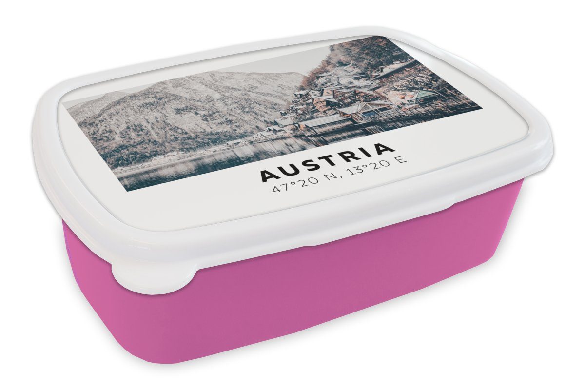 Wasser Mädchen, - Alpen, (2-tlg), rosa - Kinder, für Erwachsene, - Brotbox MuchoWow Kunststoff, Lunchbox Brotdose Kunststoff Österreich Snackbox, Berge