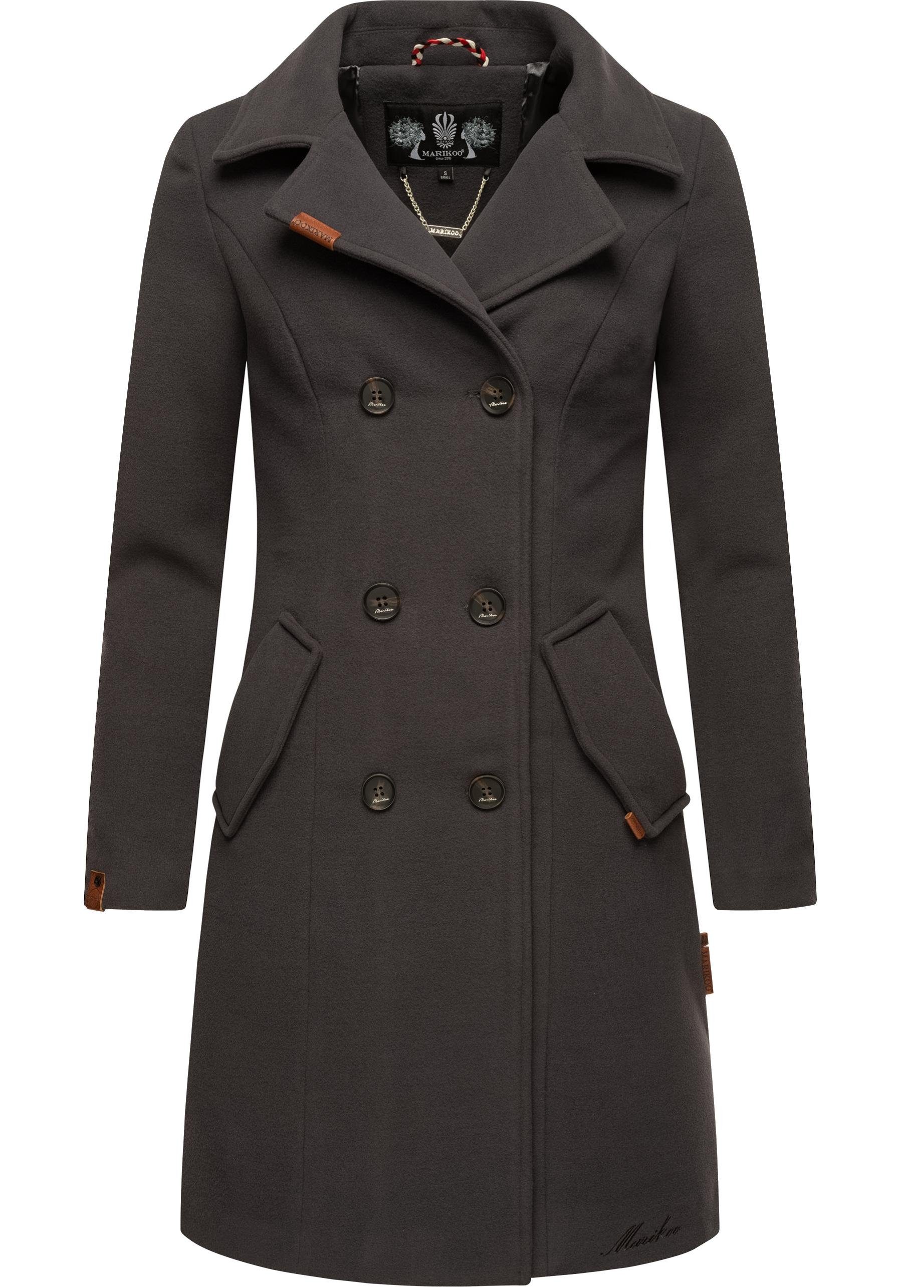 Marikoo Wintermantel Nanakoo edler Damen Trenchcoat in Wollmantel-Optik